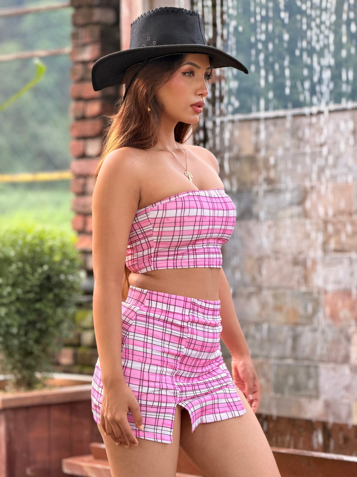 TANDUL Women Pink Plaid Printed Co-ord Set