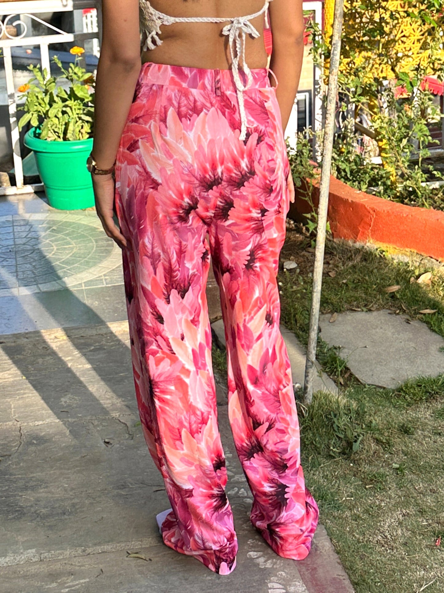 TANDUL Women Pink Feather Printed Trouser