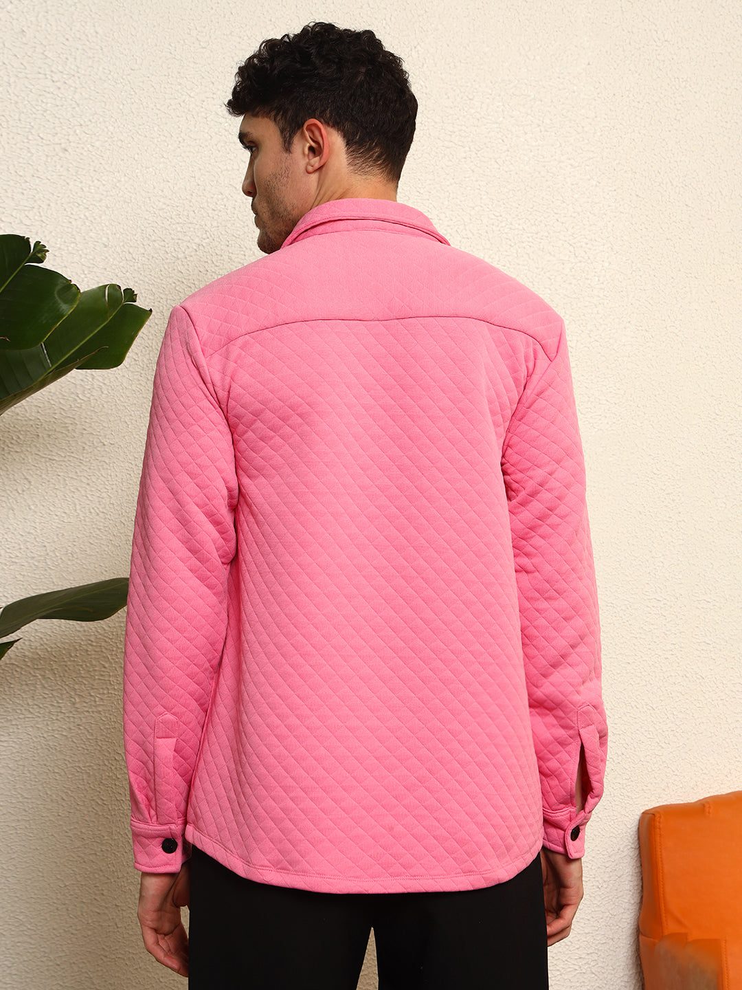 TANDUL Men's Stylish Pink Quilt Jacket