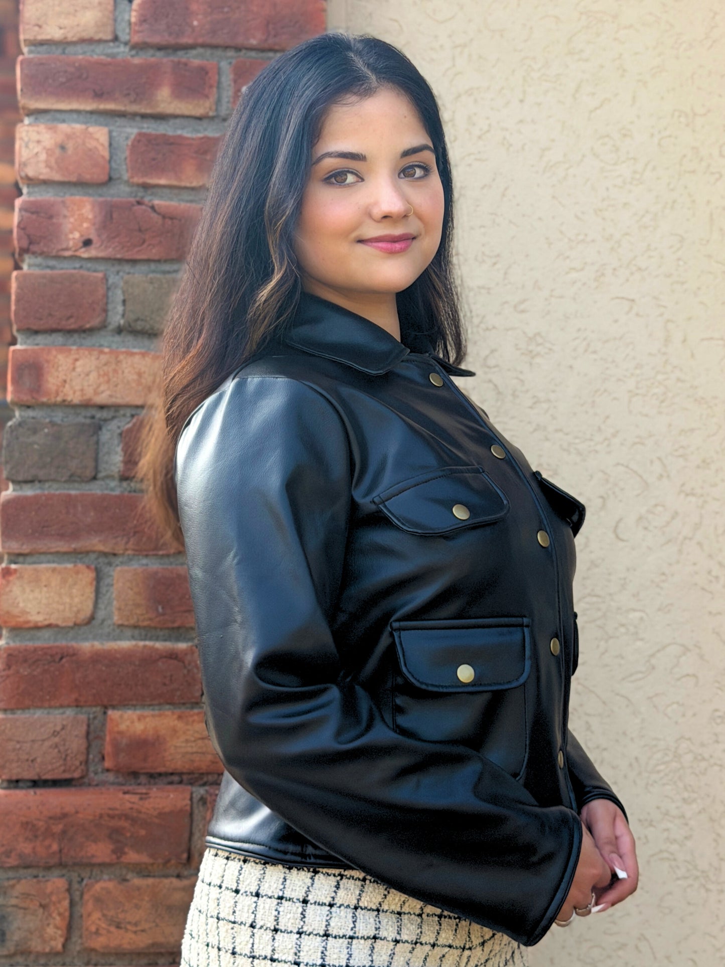 TANDUL Women Timeless Black Leather Jacket