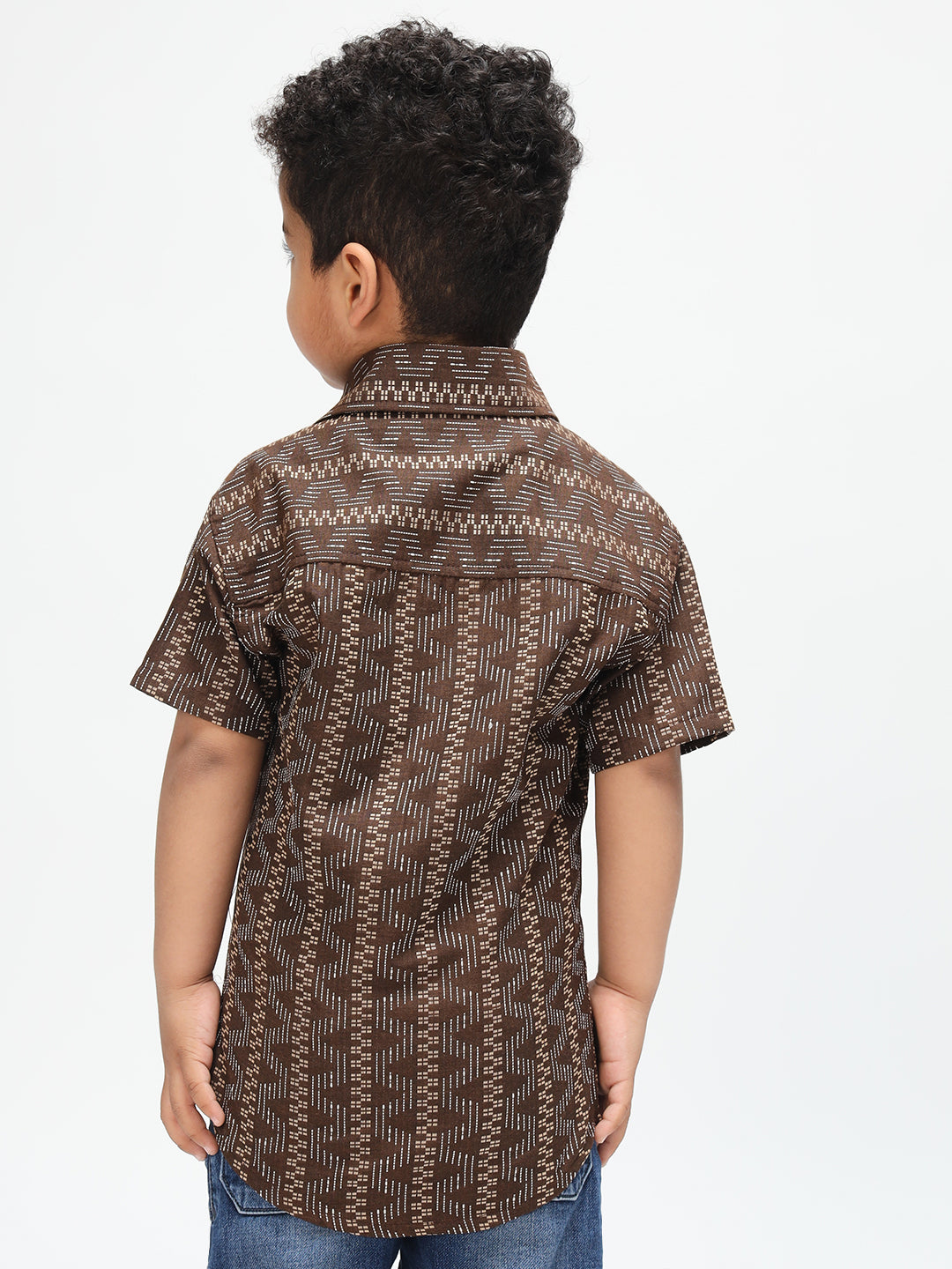 Boys Stylish Brown Shirt Printed Casual Shirt