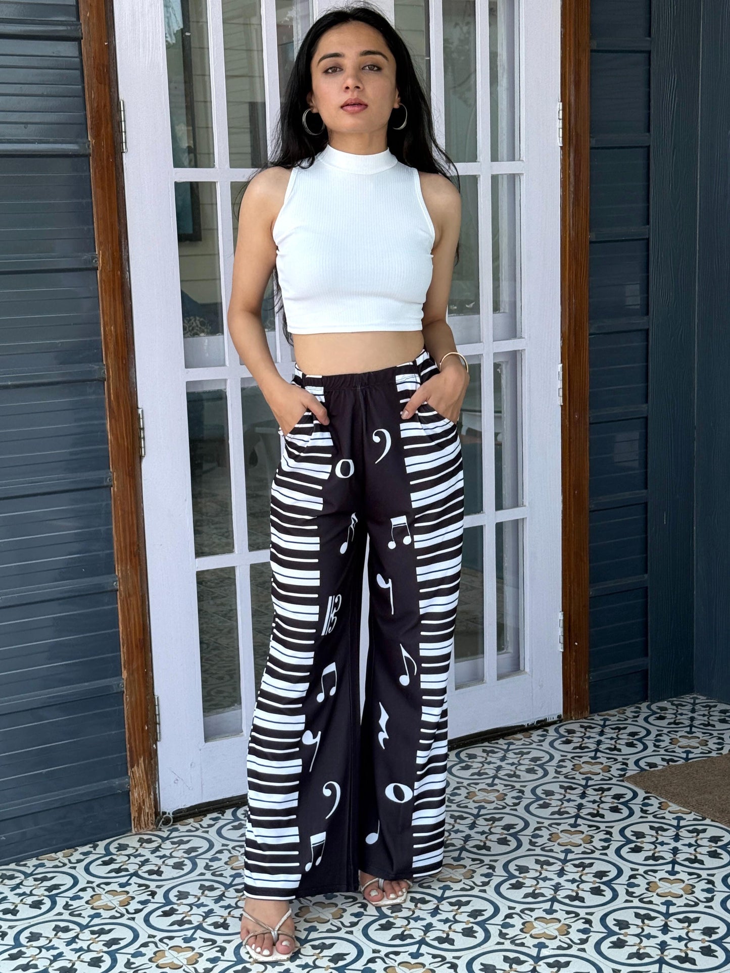 TANDUL Women Musical Notes Patterned Trouser