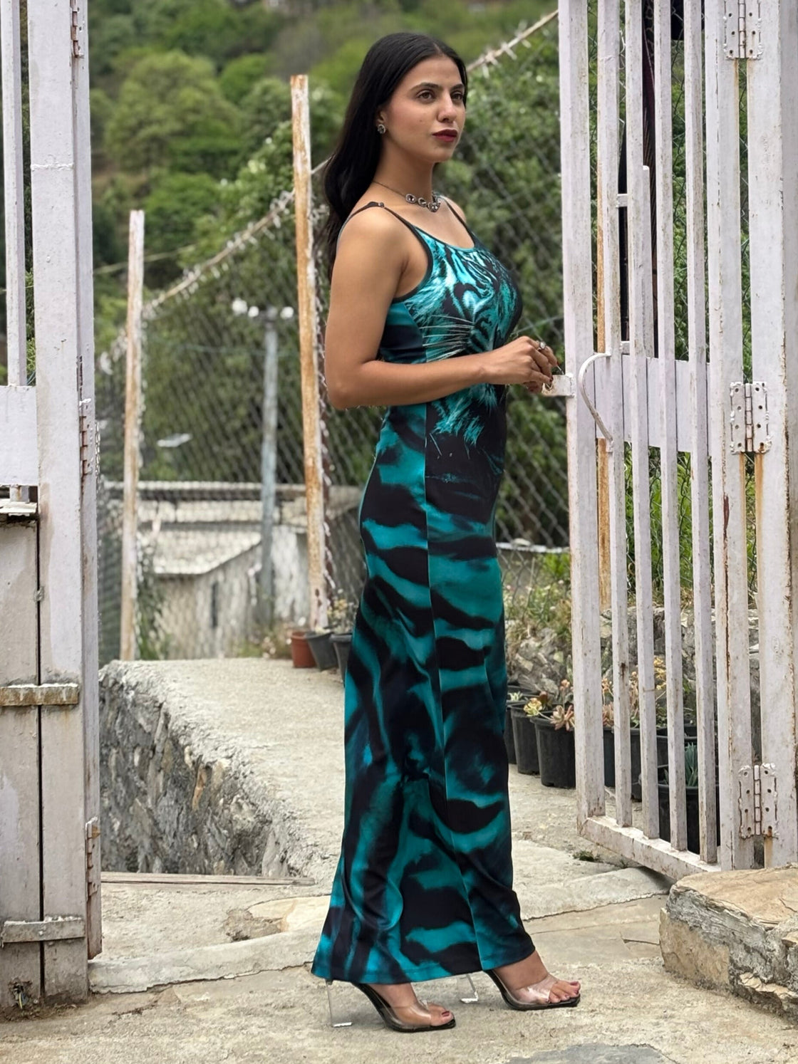TANDUL Women's Tiger Printed Bodycon Dress