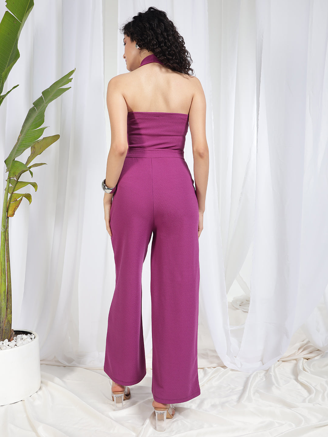 TANDUL Women Regular Fit Solid Purple Jumpsuit