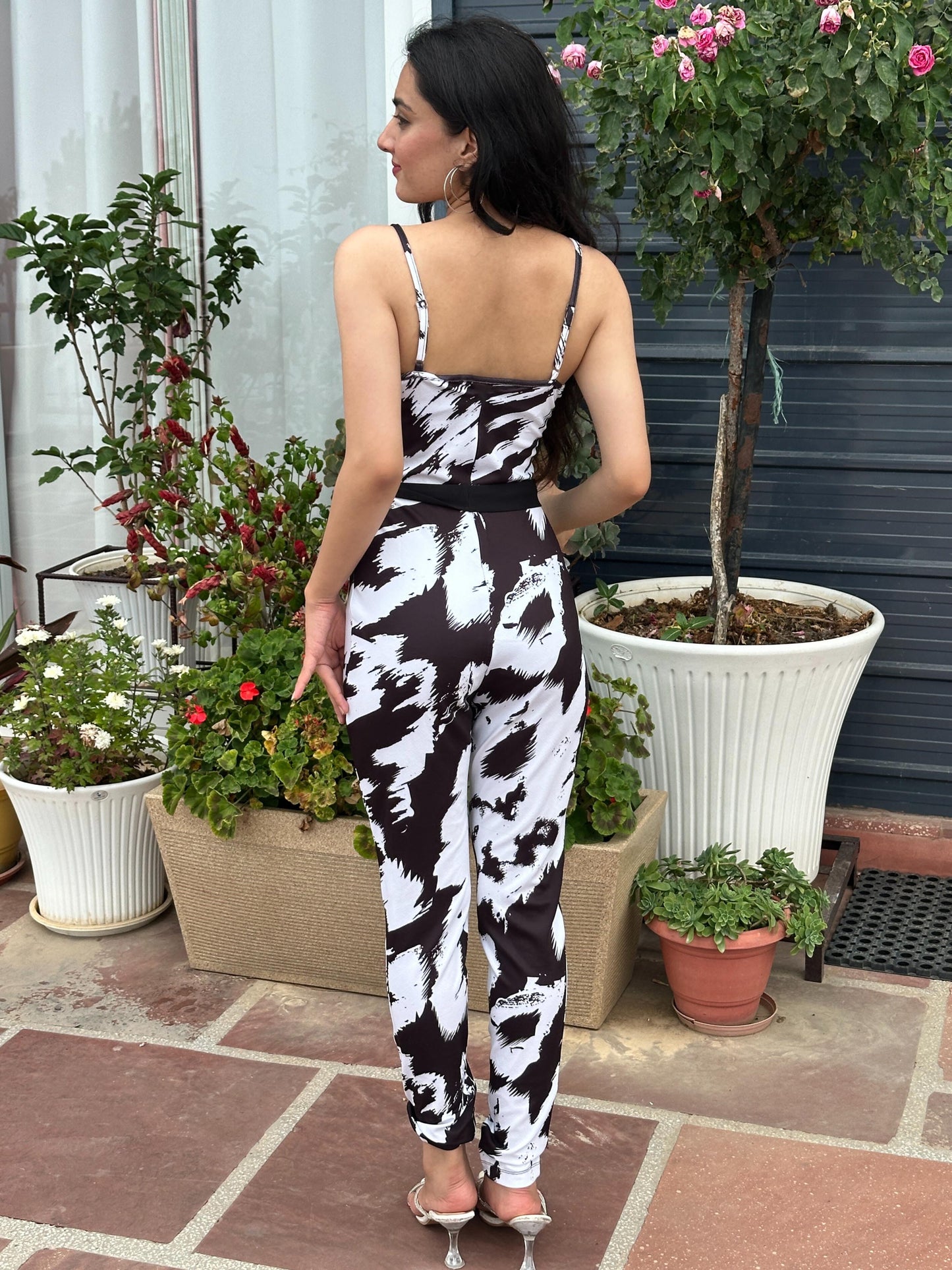 TANDUL Women Black and White Jumpsuit