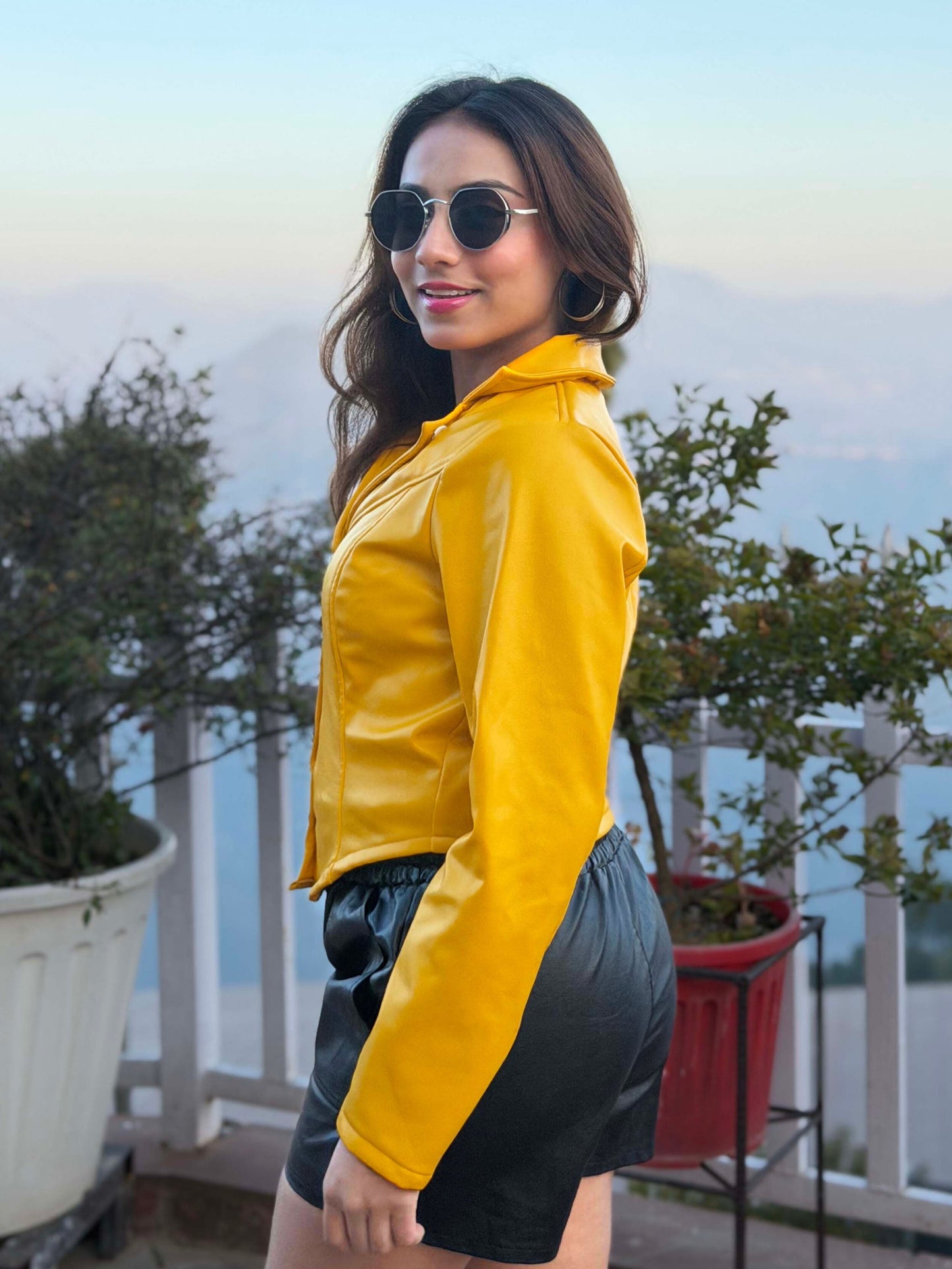 TANDUL Women Stunning Yellow Leather Jacket