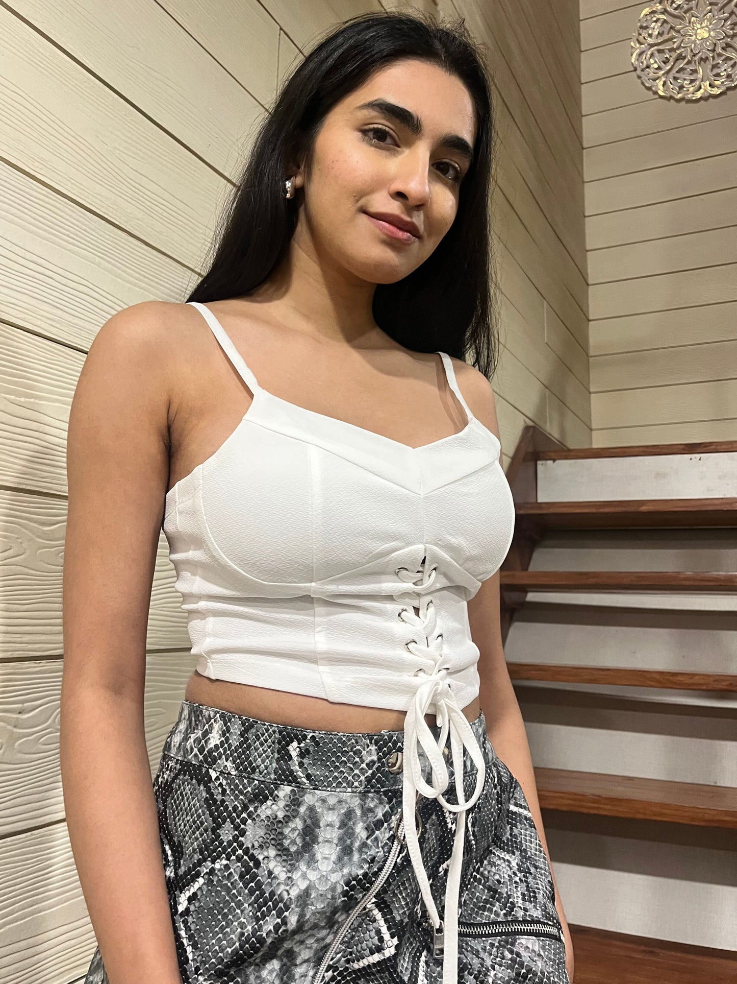 TANDUL Casual Shoulder Straps Solid Women White Top