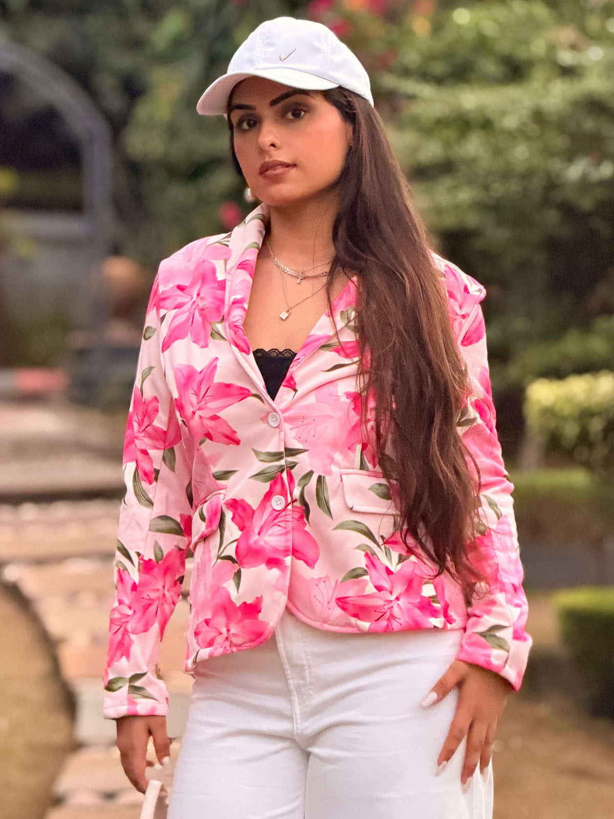 TANDUL Women Tropics Paradise Shavl-Collar Floral Blazer