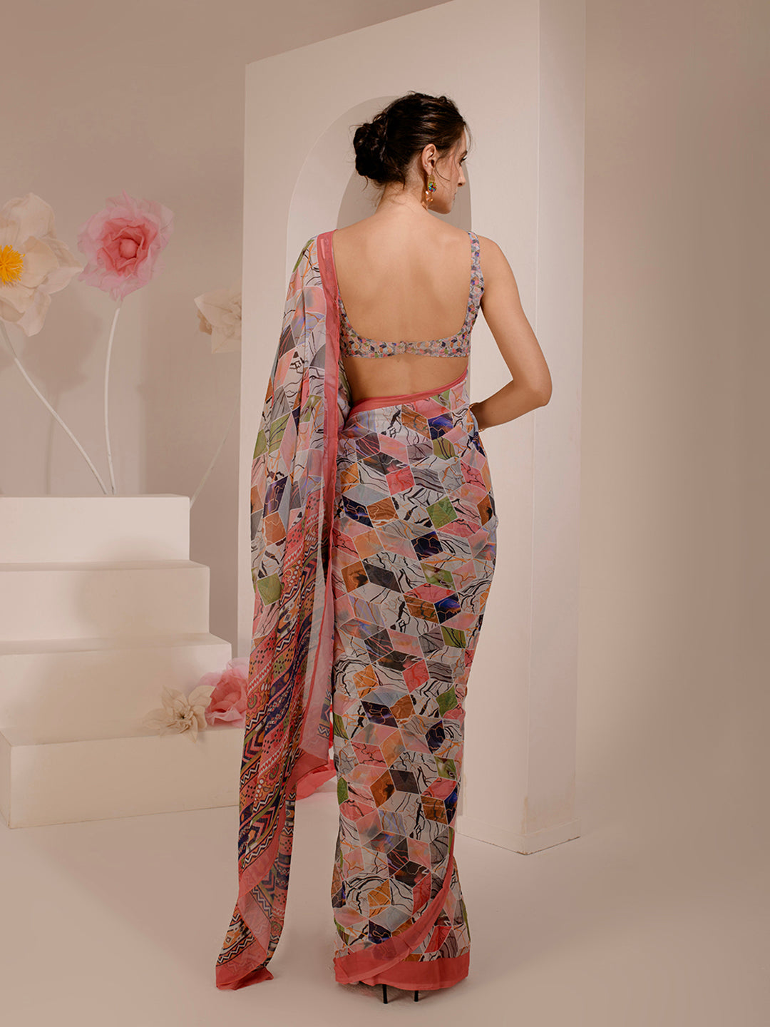 ELTIRE Exquisite Printed Bollywood Style Georgette Saree