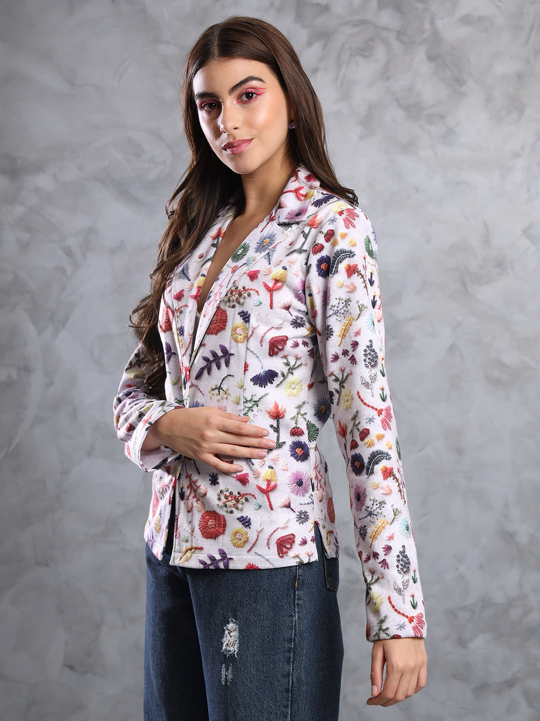 TANDUL  FLEECE BLEND Printed Coat For Women