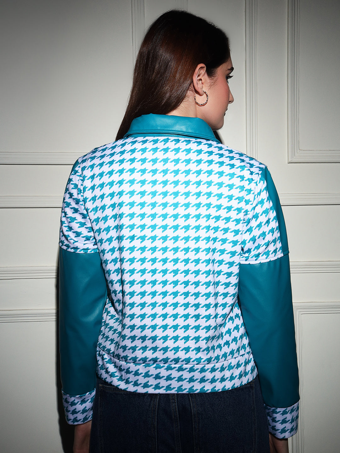 TANDUL  Women Houndstooth Fleece Jacket