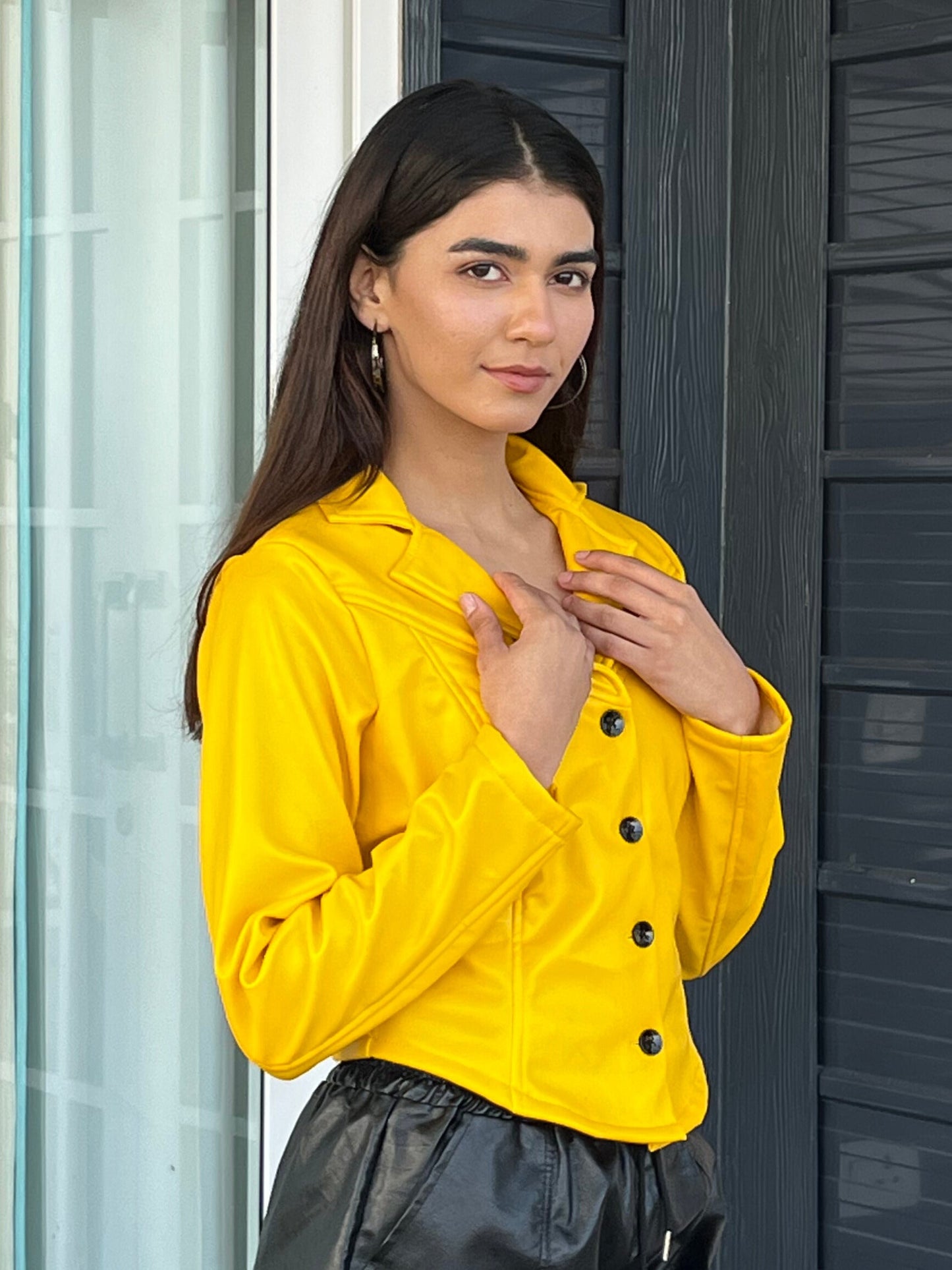 TANDUL Women Stunning Yellow Leather Jacket