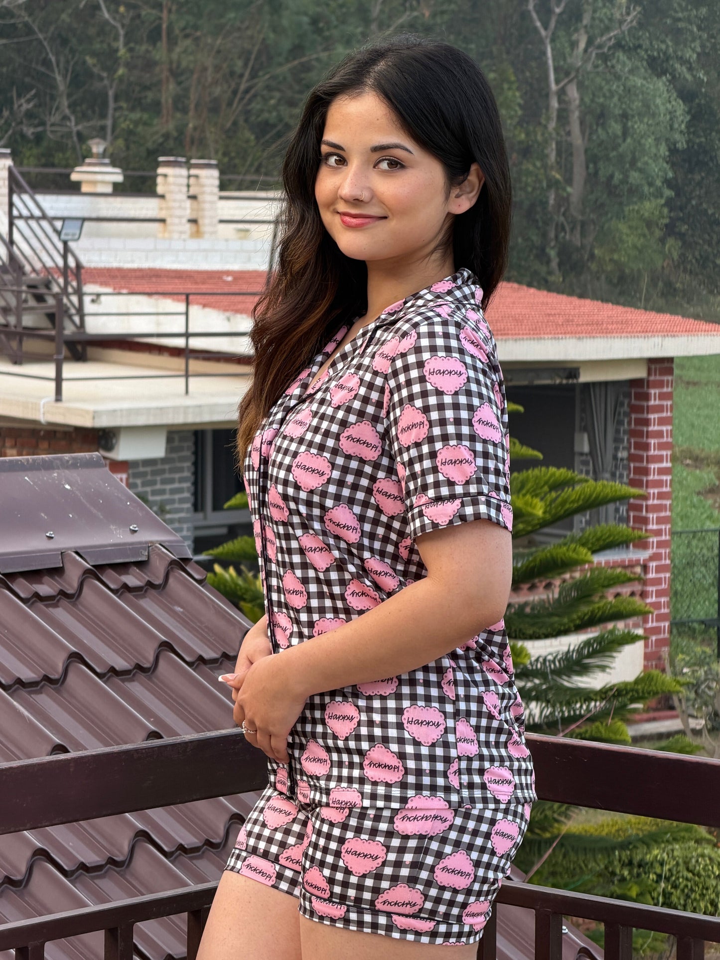 TANDUL Women Stylish Checkered Nightsuit