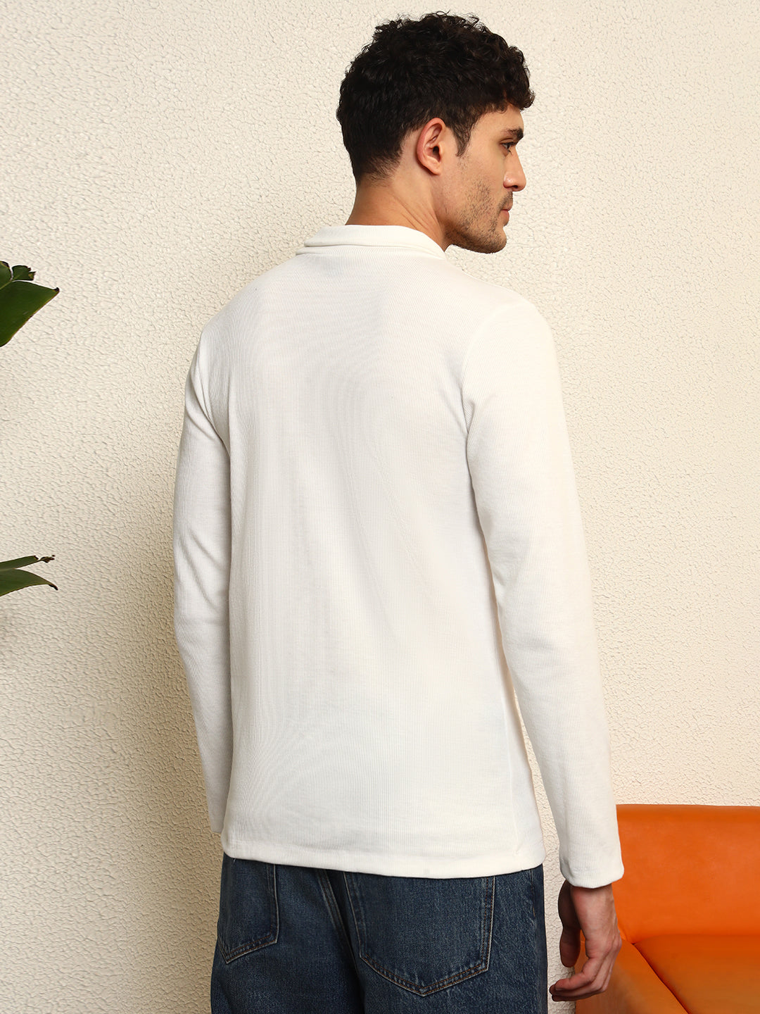 TANDUL  Men Solid Turtle Neck White Sweater