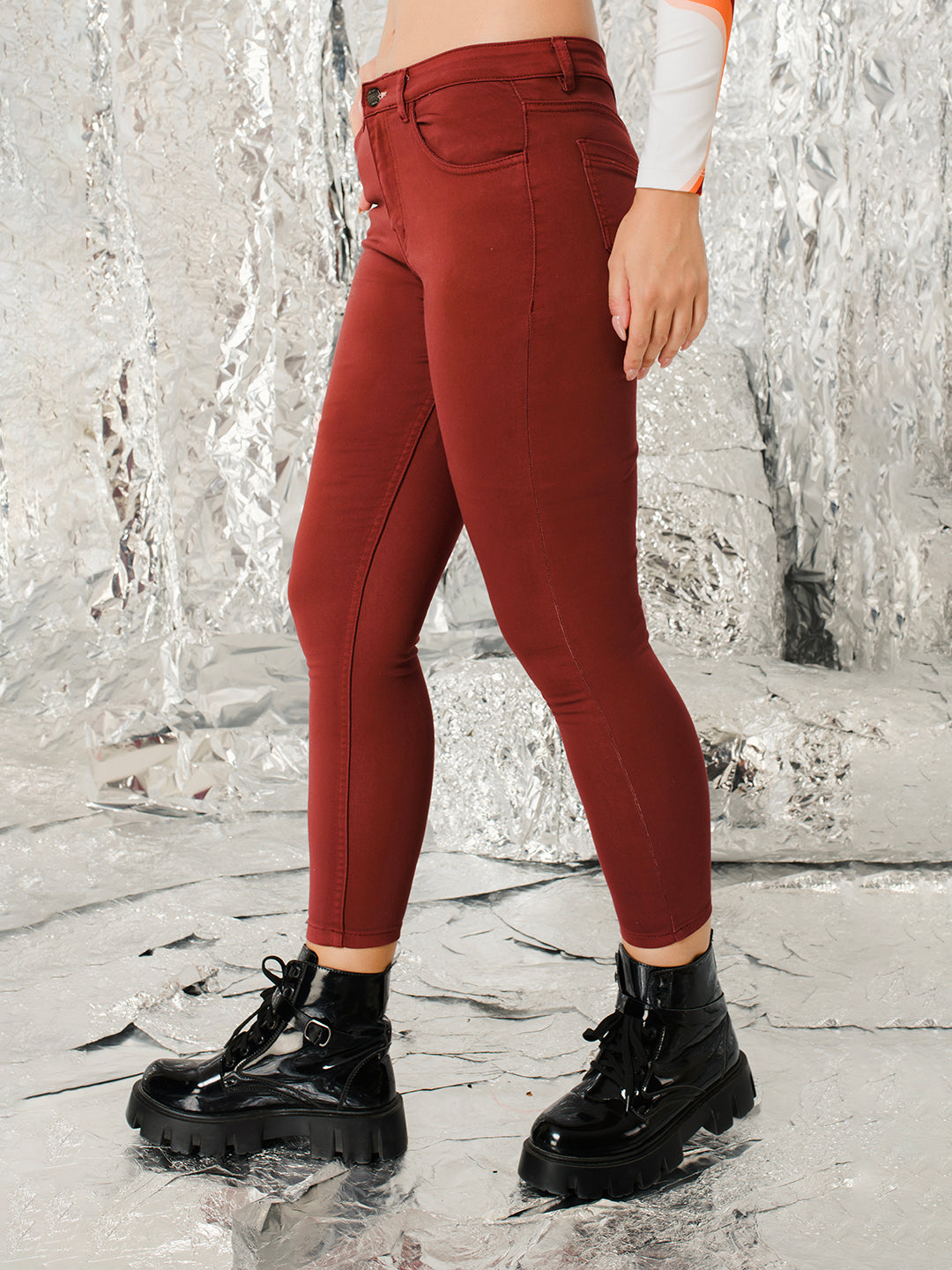 TANDUL  Women Regular Mid Rise Maroon Jeans