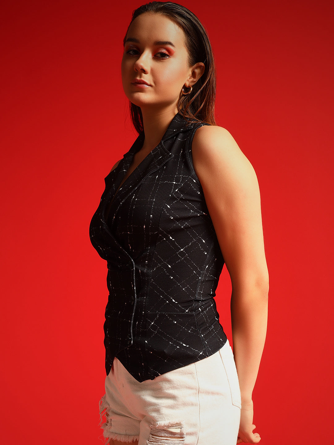 TANDUL  Geometric Print Women Waistcoat