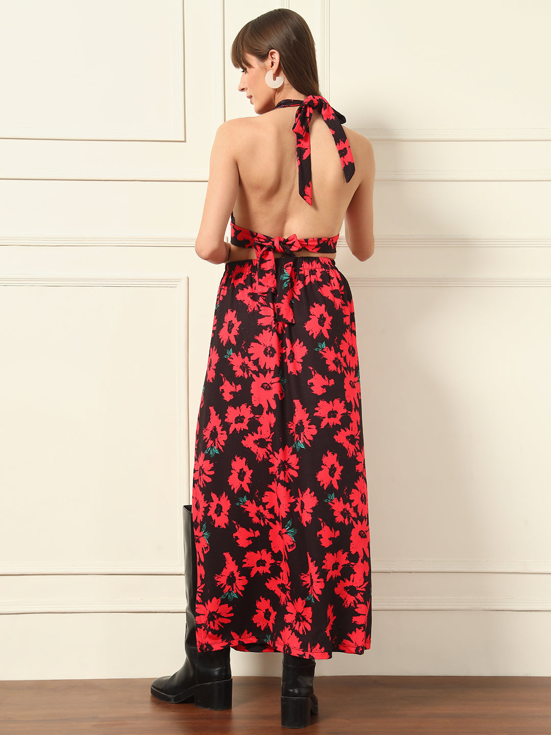 TANDUL Black and Red Floral Printed Co-ord Set