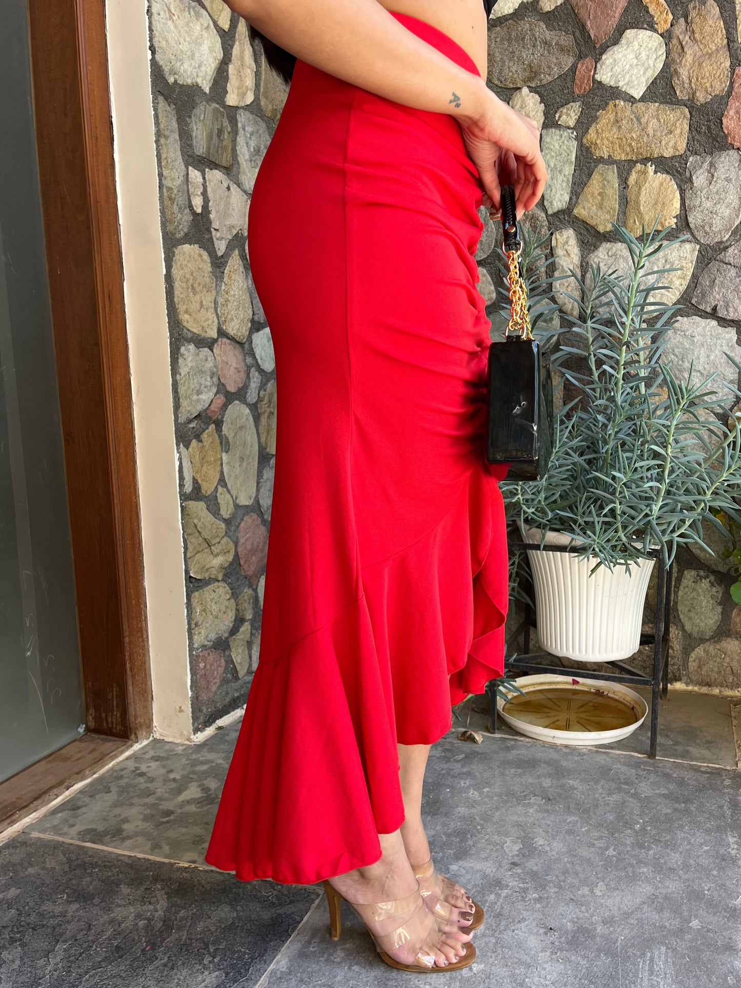 TANDUL Women Stunning Red Skirt