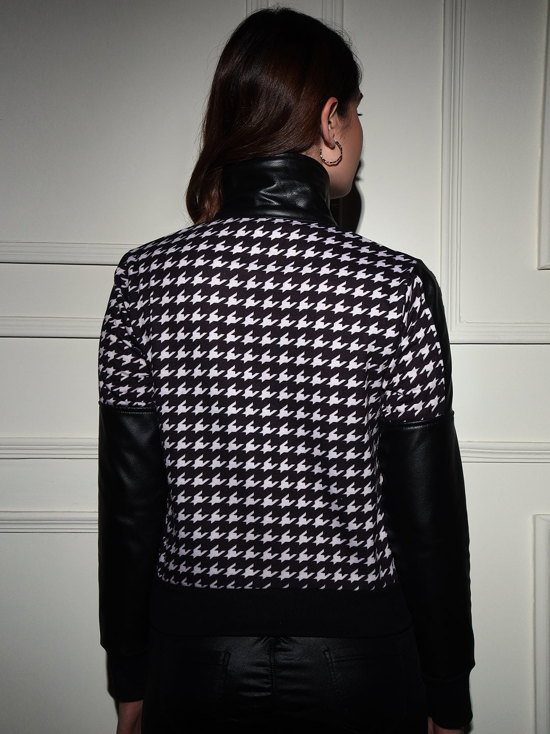 TANDUL  Women Houndstooth Fleece Jacket