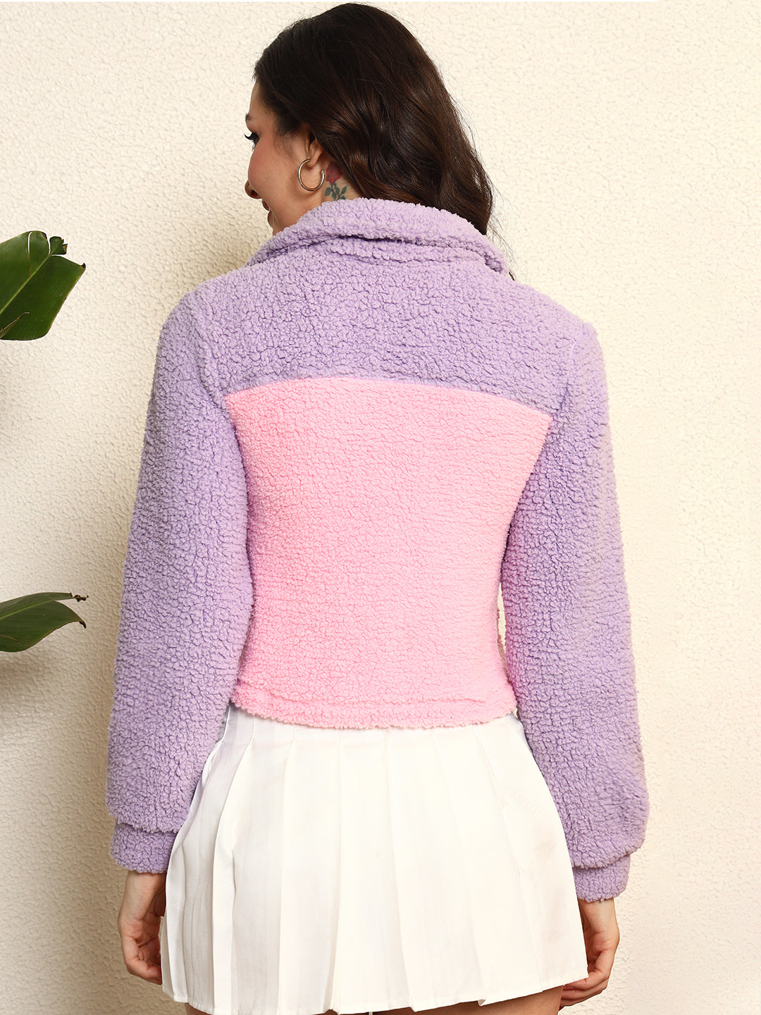 TANDUL Women Pink and Purple Fur Jacket