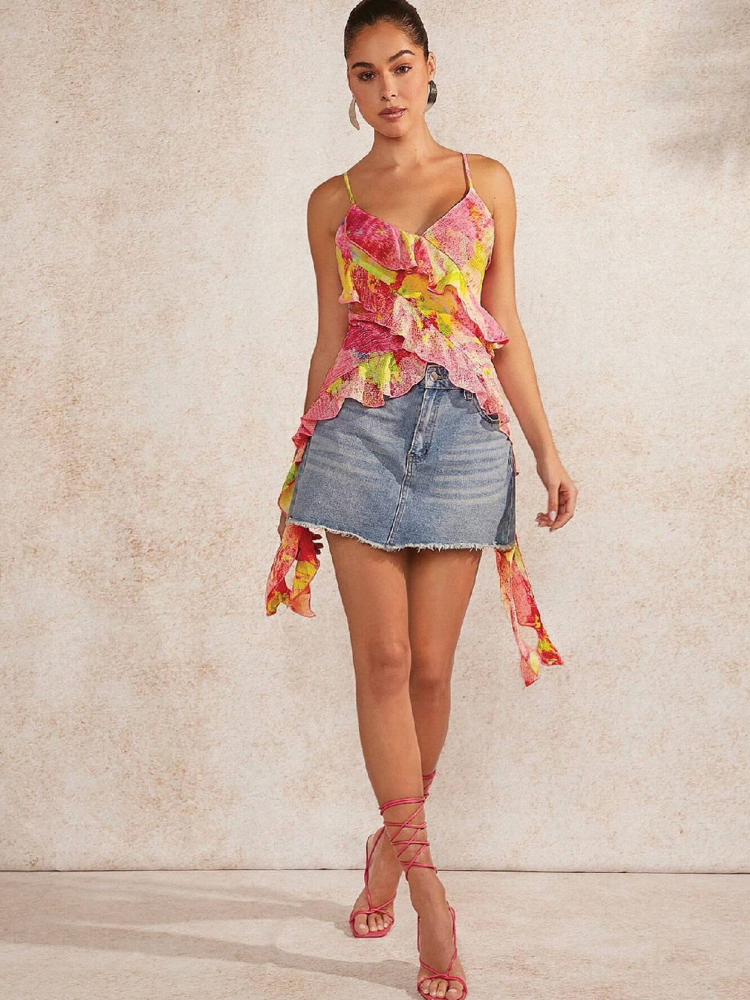 TANDUL  Casual Sleeveless Tie & Dye Women Multicolor Top