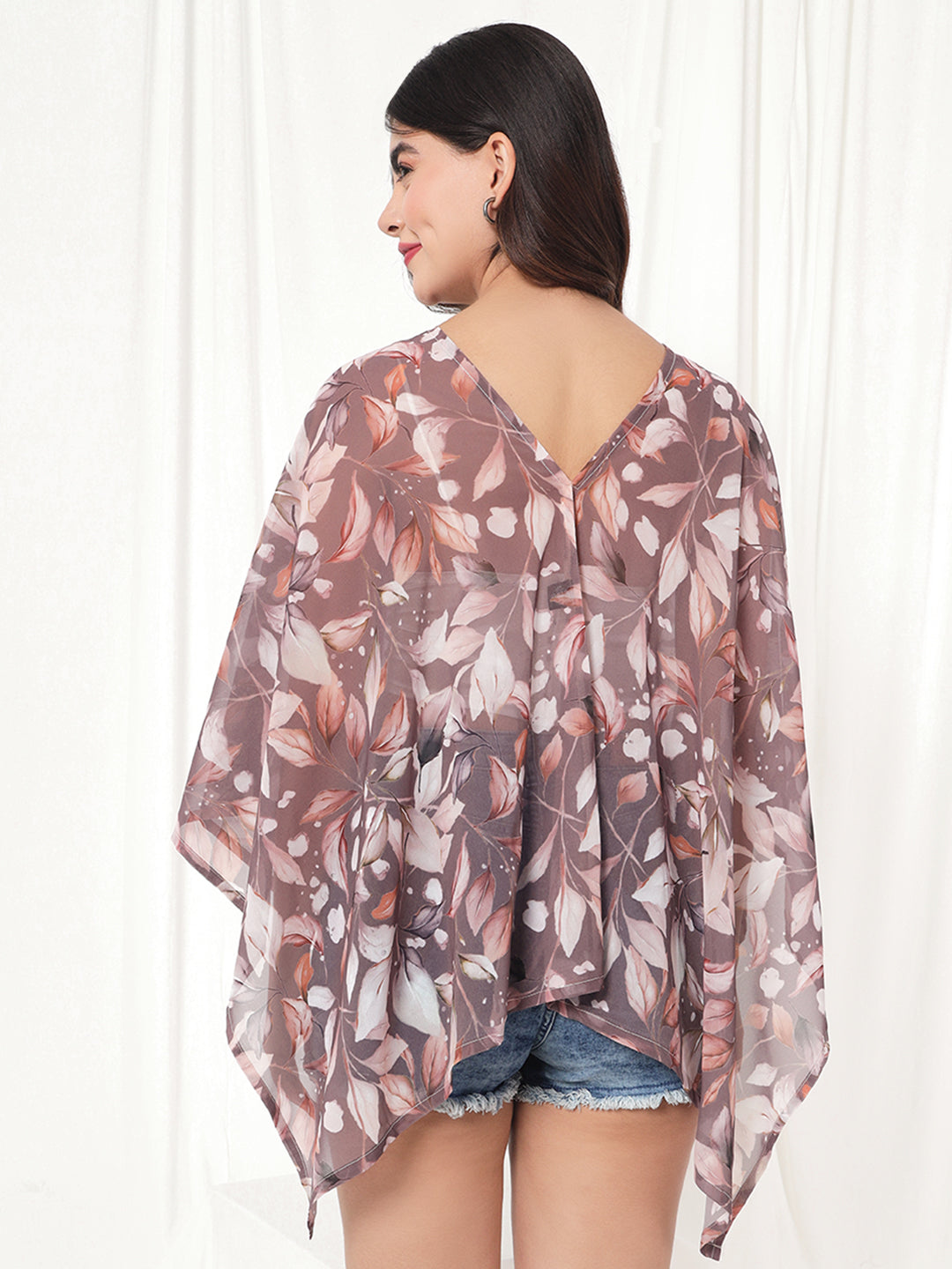 TANDUL  Women Kimono Style 3/4th Sleeve Brown Shrug
