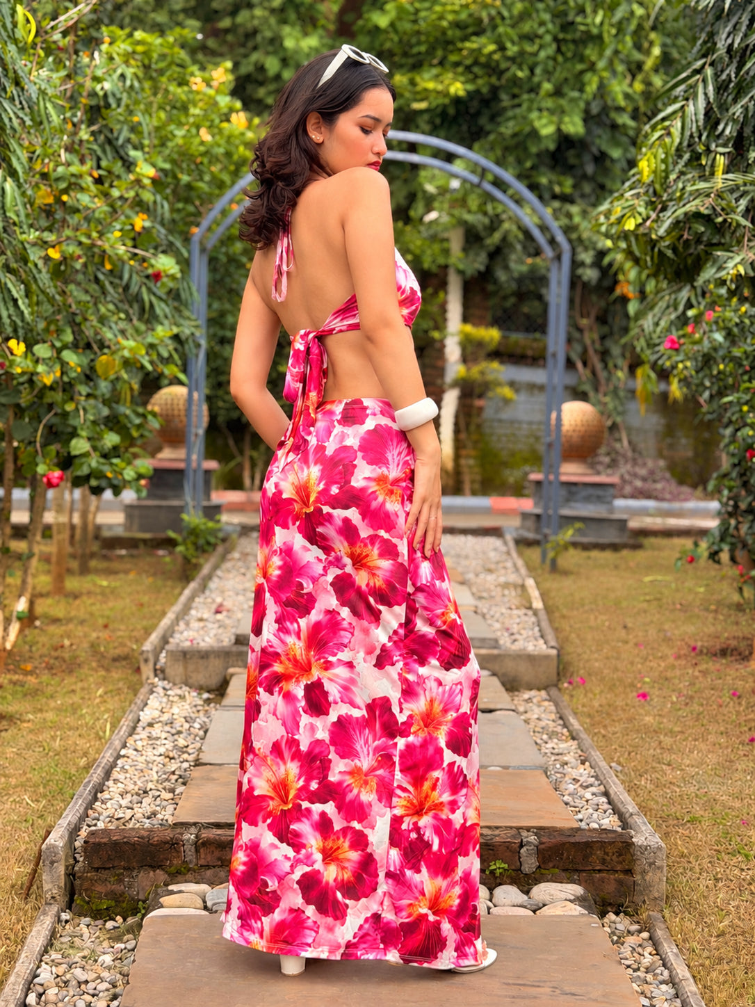 TANDUL Women Tropics Floral Twist-Front High-Slit Co-Ord Set