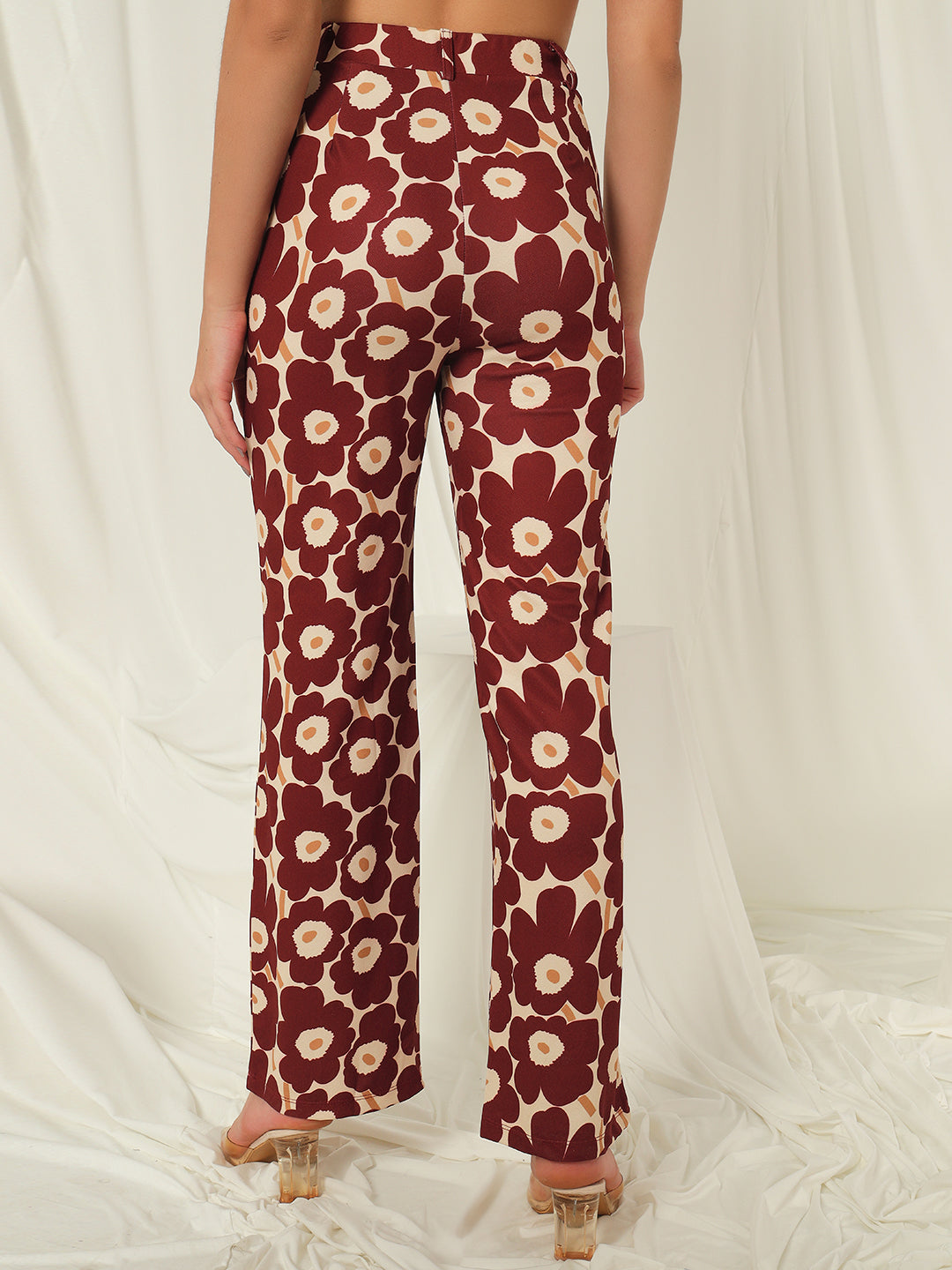 TANDUL  Women Regular Fit Maroon Lycra Blend Trousers