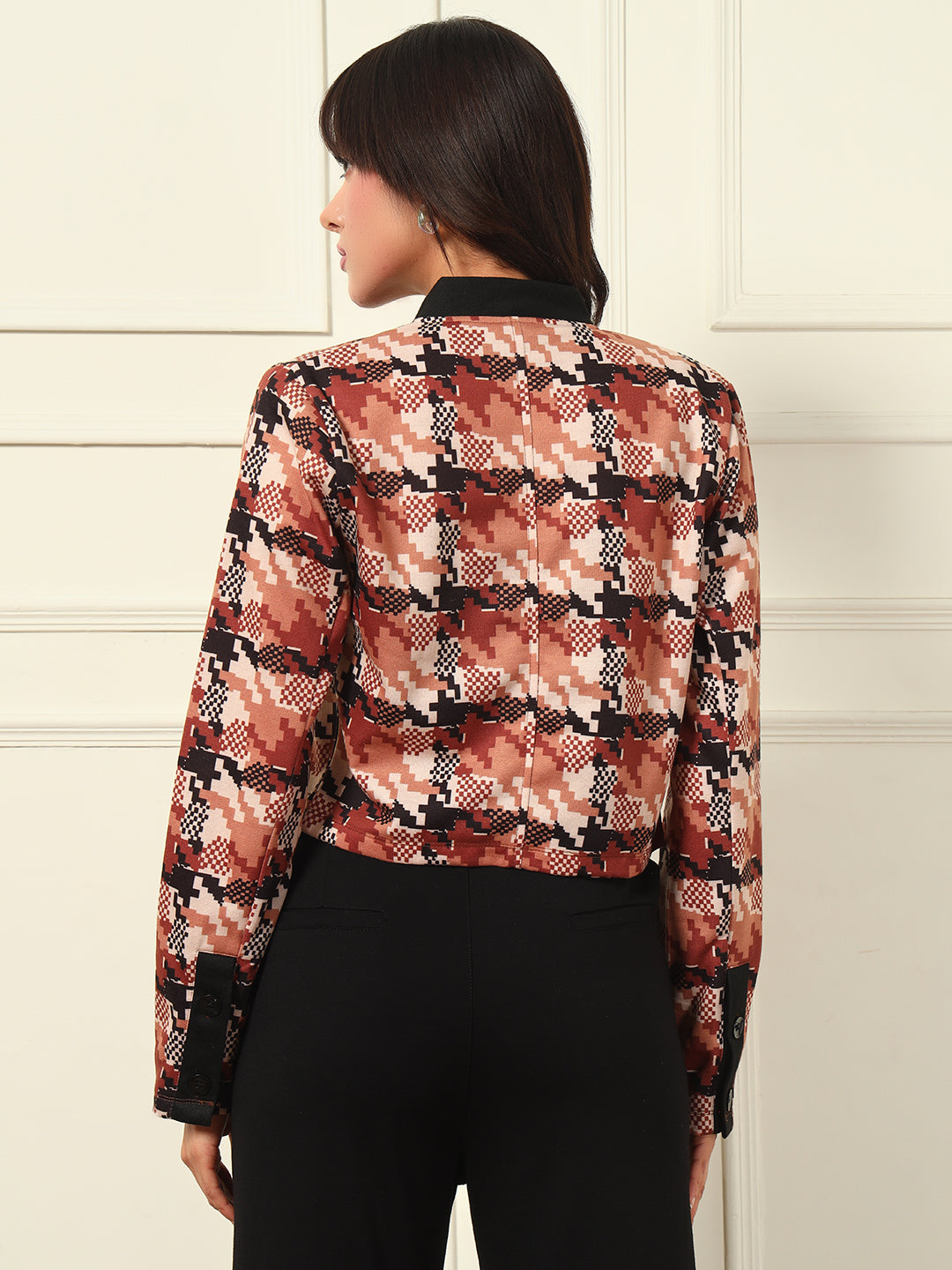 TANDUL  Polyester Houndstooth Coat For Women