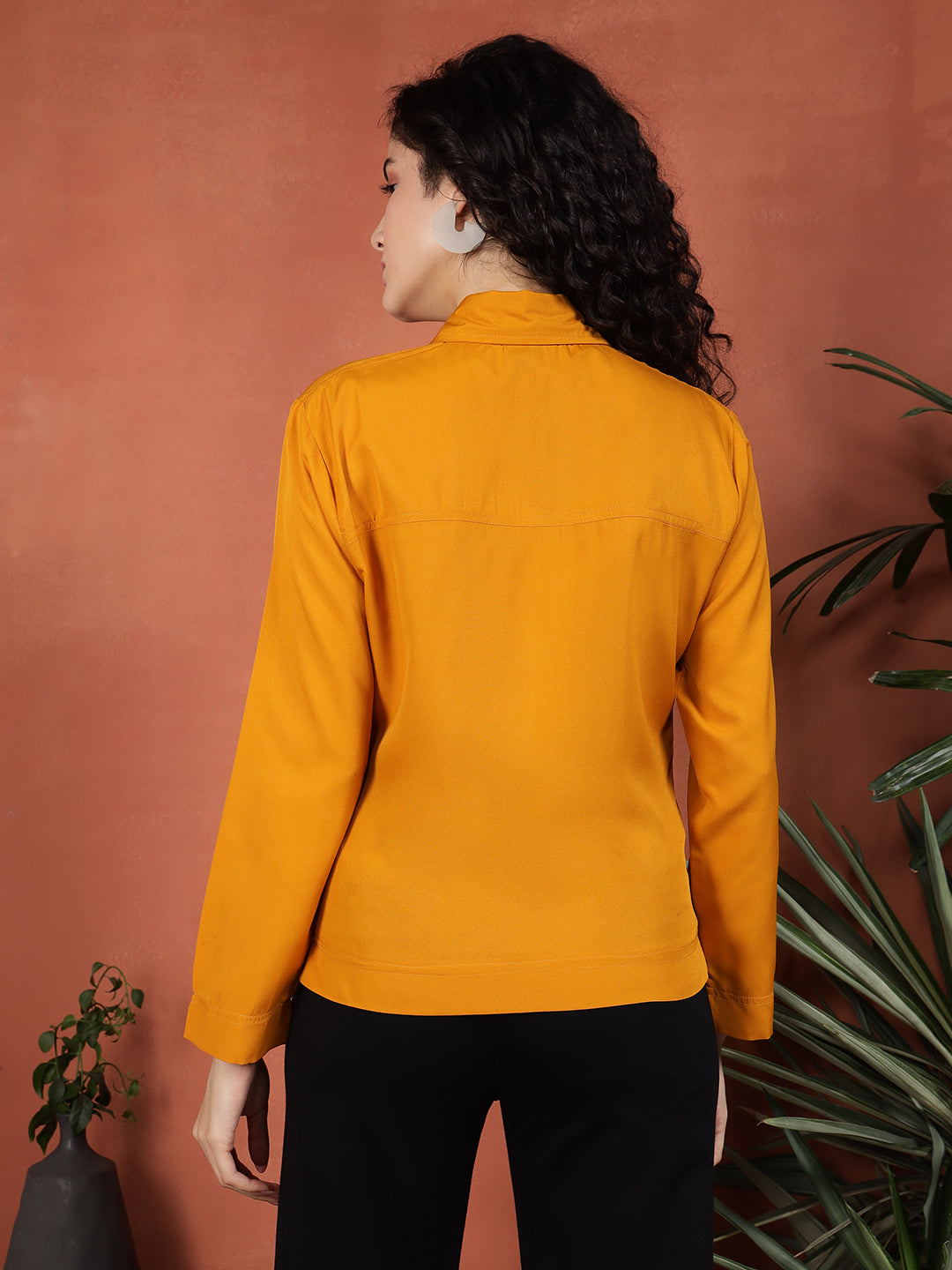 TANDUL Full Sleeve Solid Yellow Women Shirt