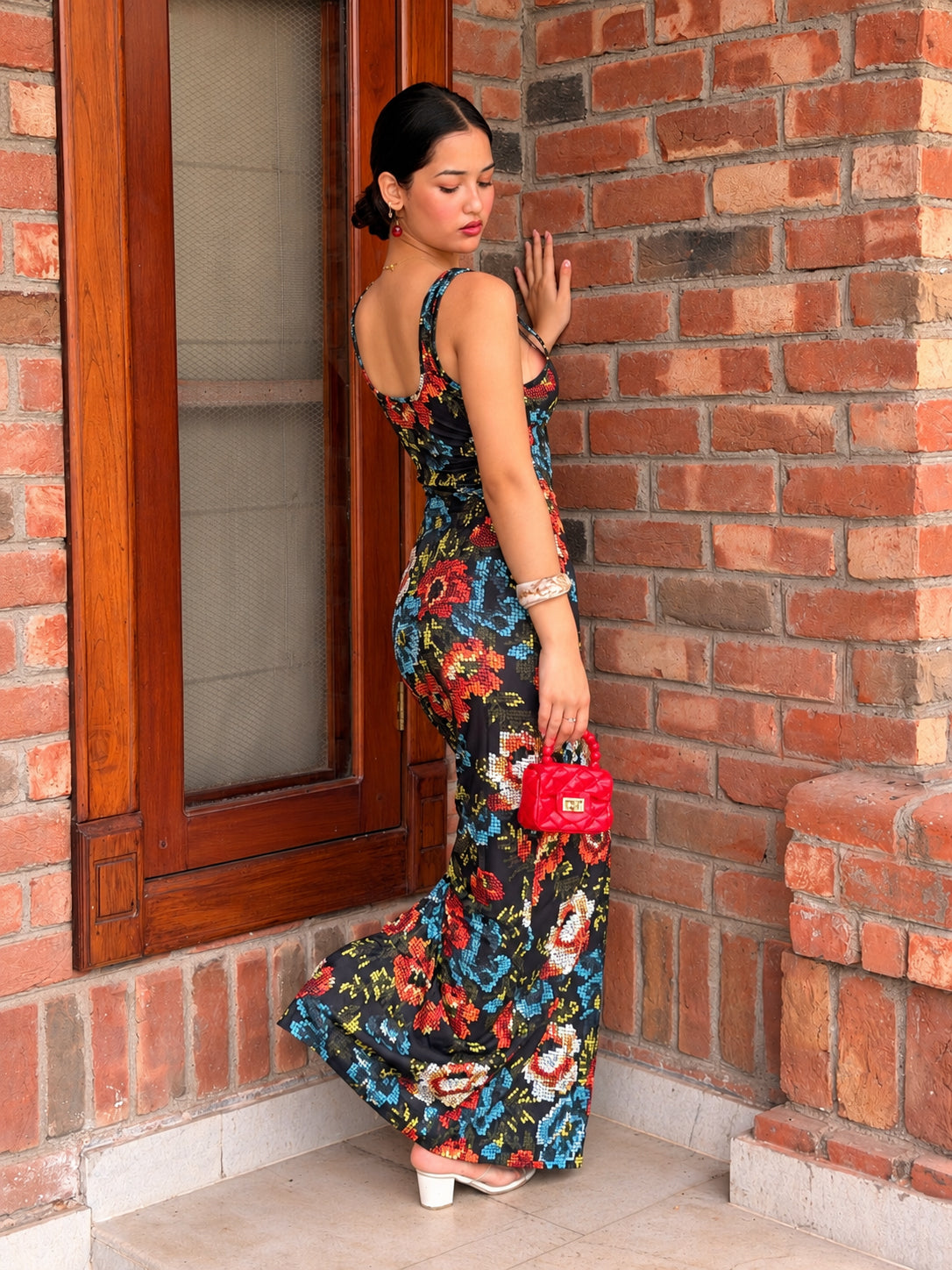 TANDUL Women Exquisite Floral Bodycon Dress