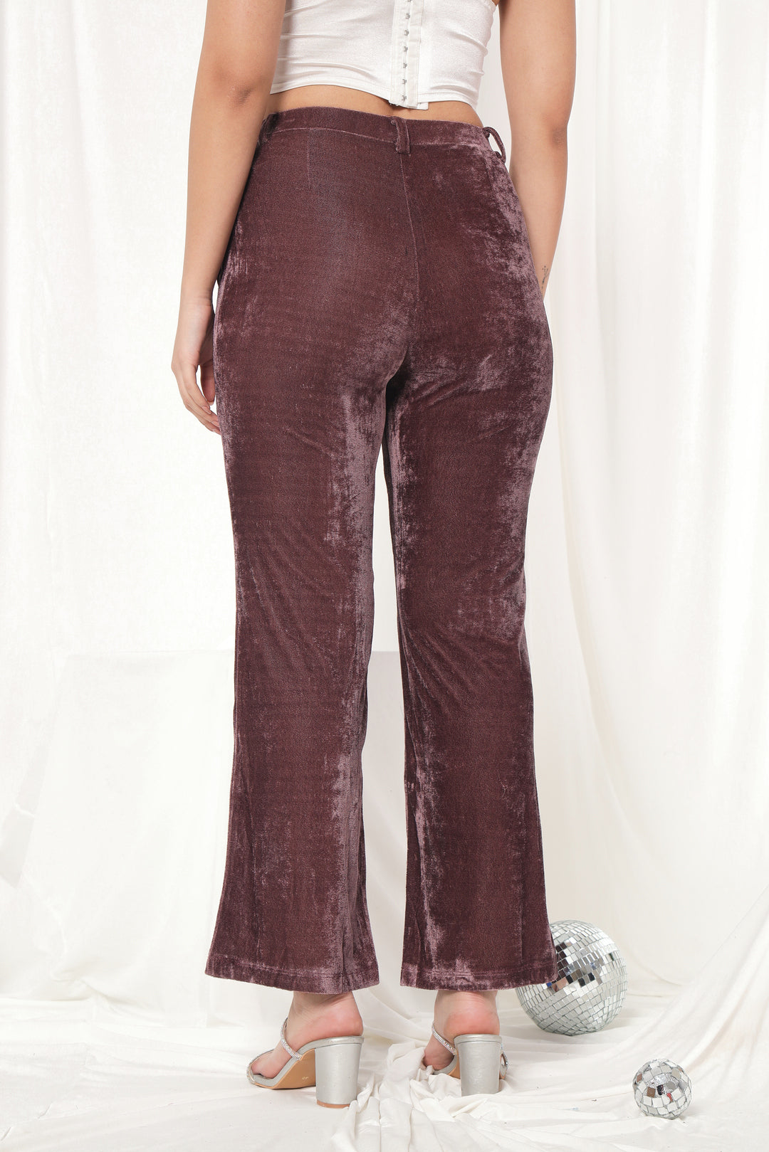 TANDUL  Women Regular Fit Brown Velvet Trousers
