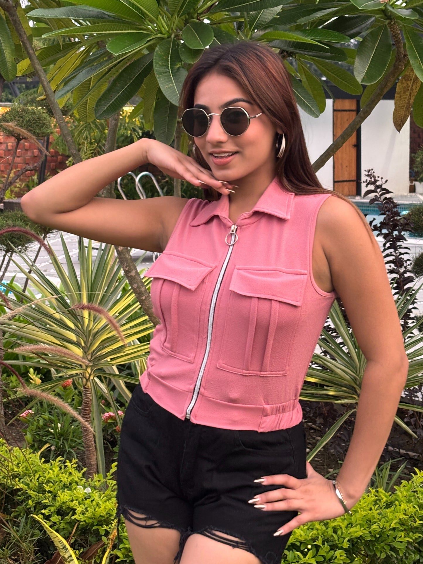 TANDUL Women Pink Jacket Style Top