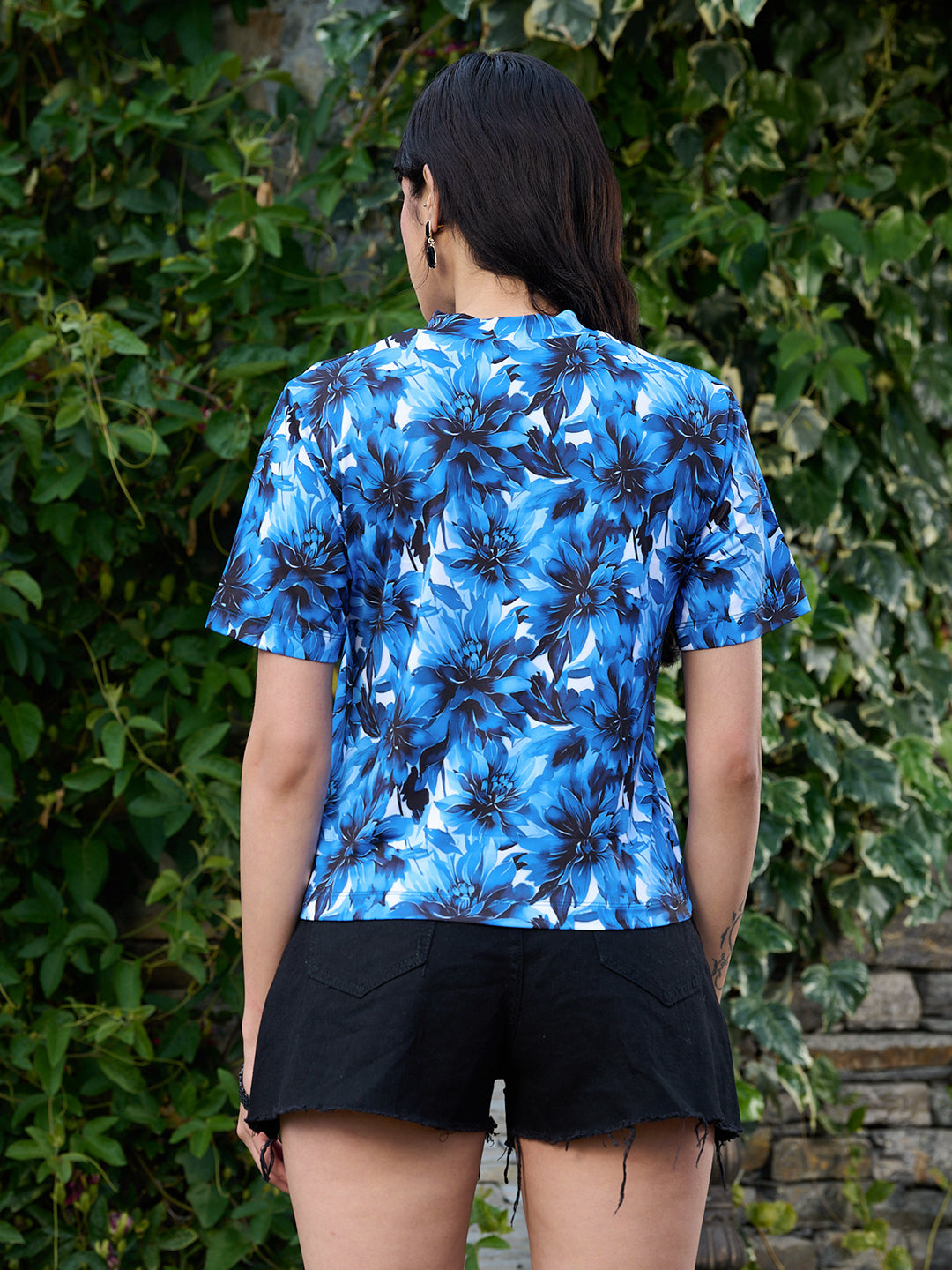 TANDUL Women Blue Floral Printed T-shirt