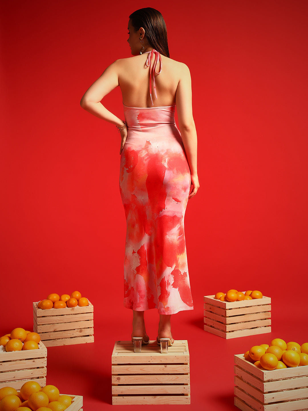 TANDUL  Women Bodycon Orange Dress