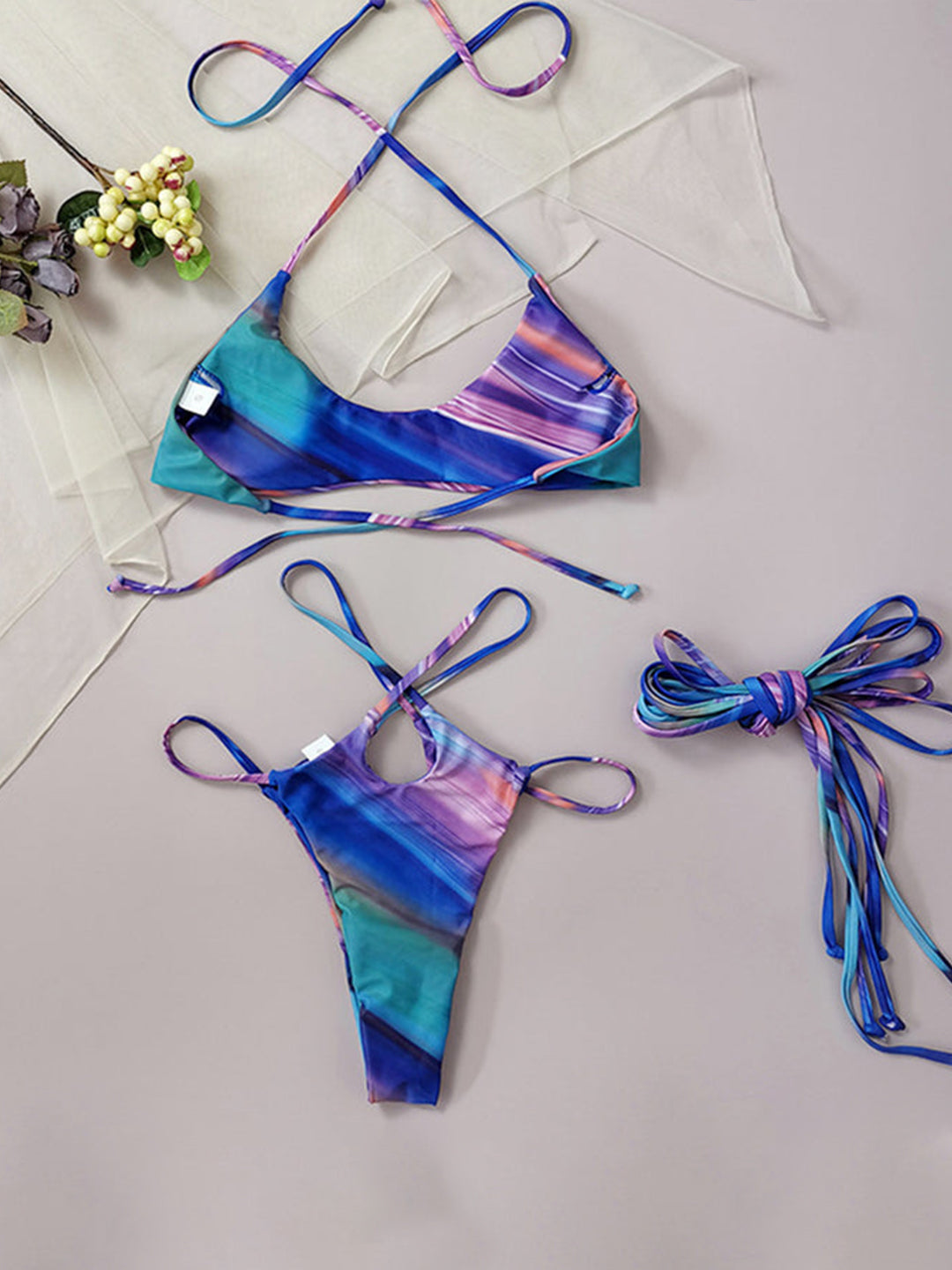 ELTIRE Stylish Purple and Blue Bikini Set