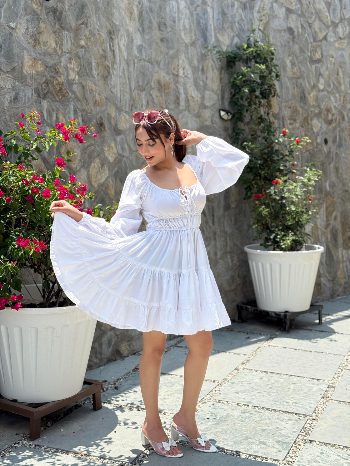 TANDUL Women White  Solid Flared Dress