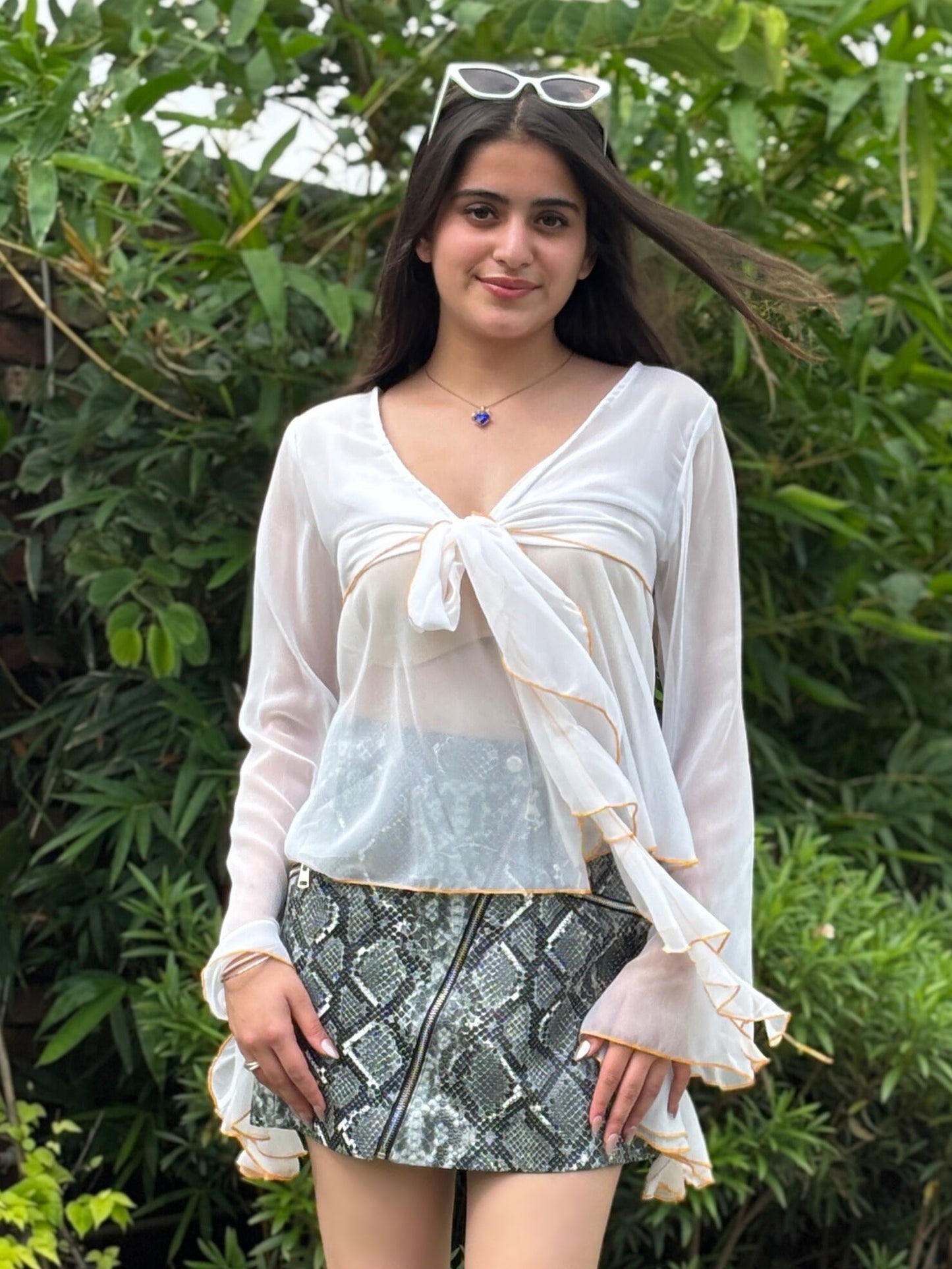 TANDUL Elegant White Frill Top