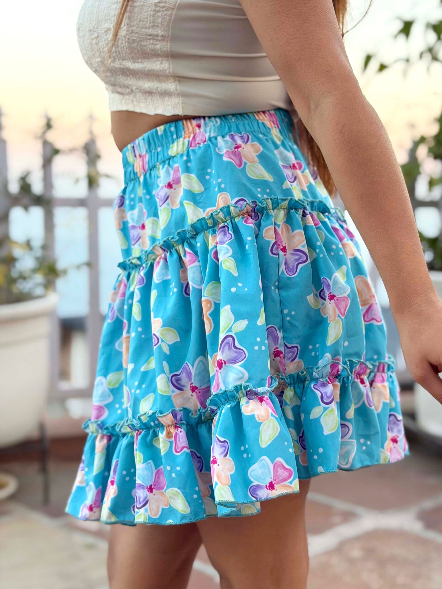 TANDUL Women Skyblue Floral Skirt