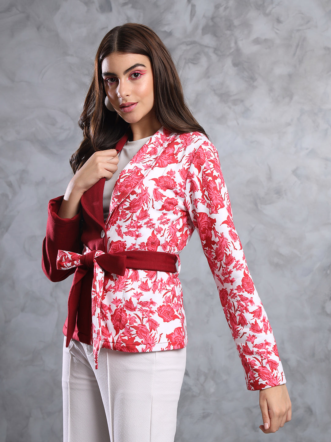 TANDUL  FLEECE BLEND Printed Coat For Women