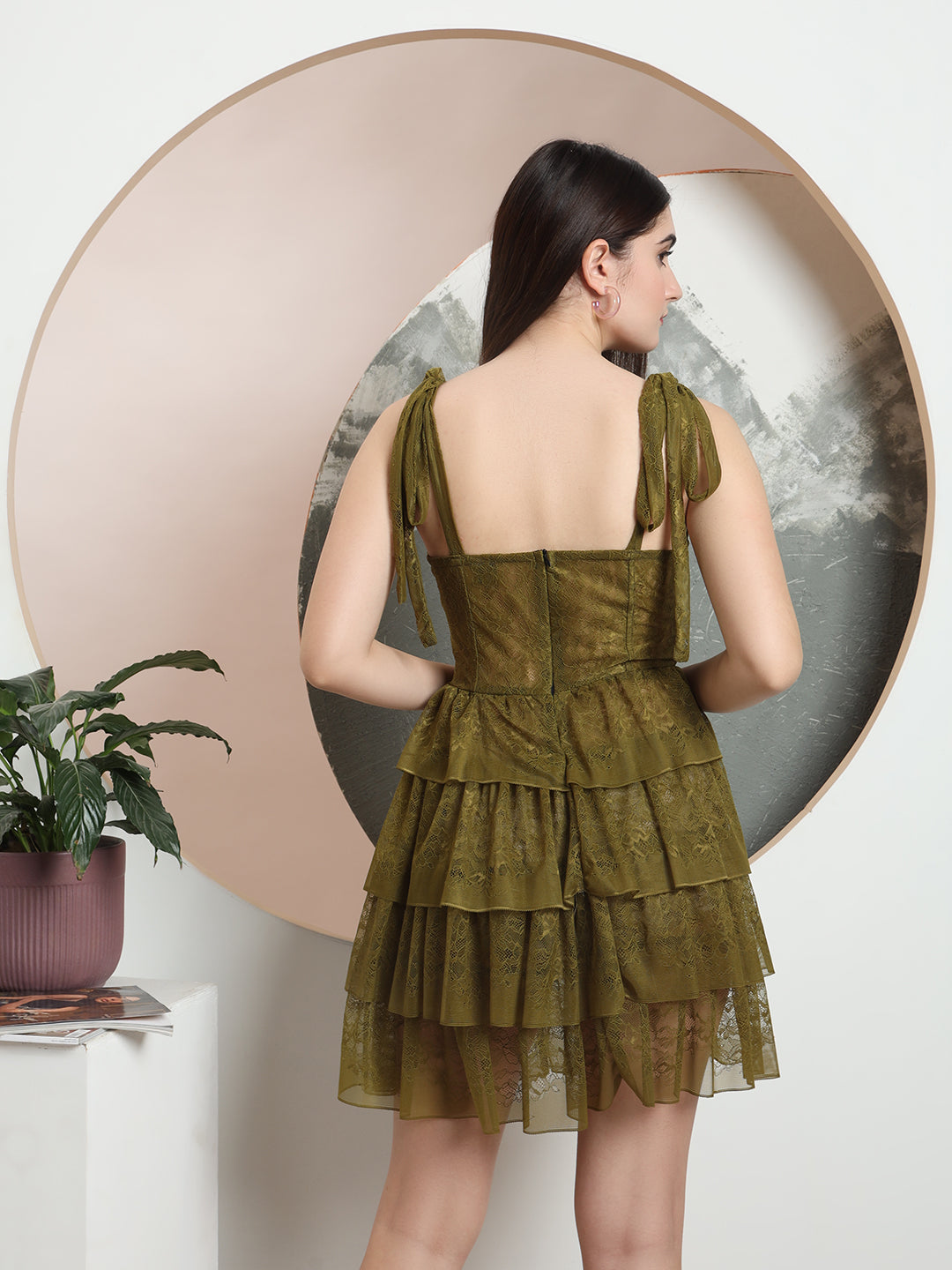 TANDUL Women Elegant Green  Ruffled Dress