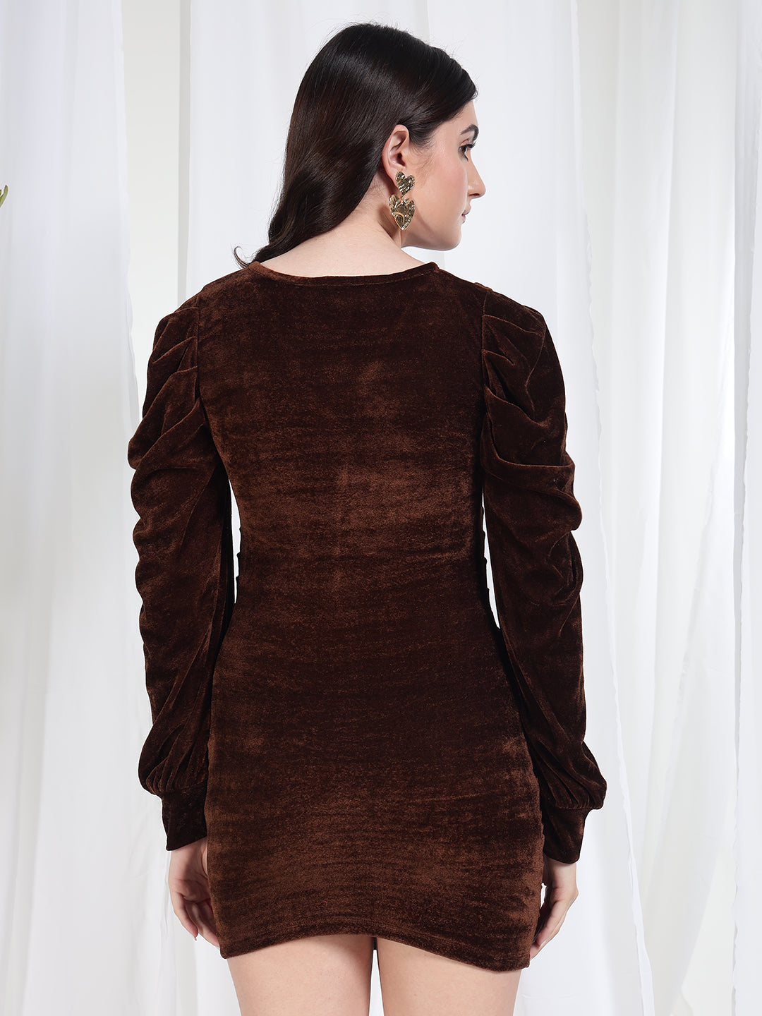 TANDUL Women Brown Velvet Dress