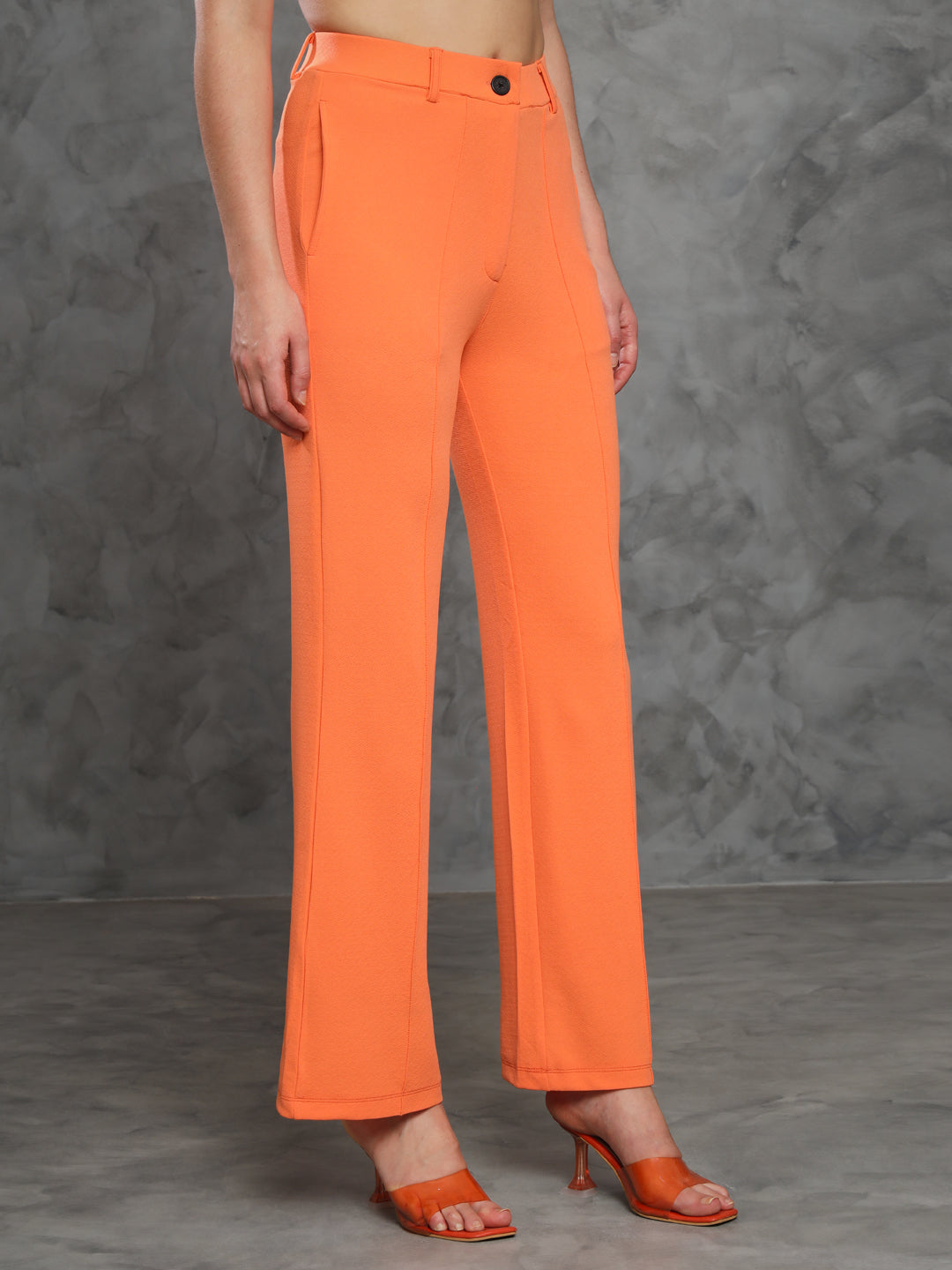 TANDUL Women Regular Fit Orange Lycra Trousers