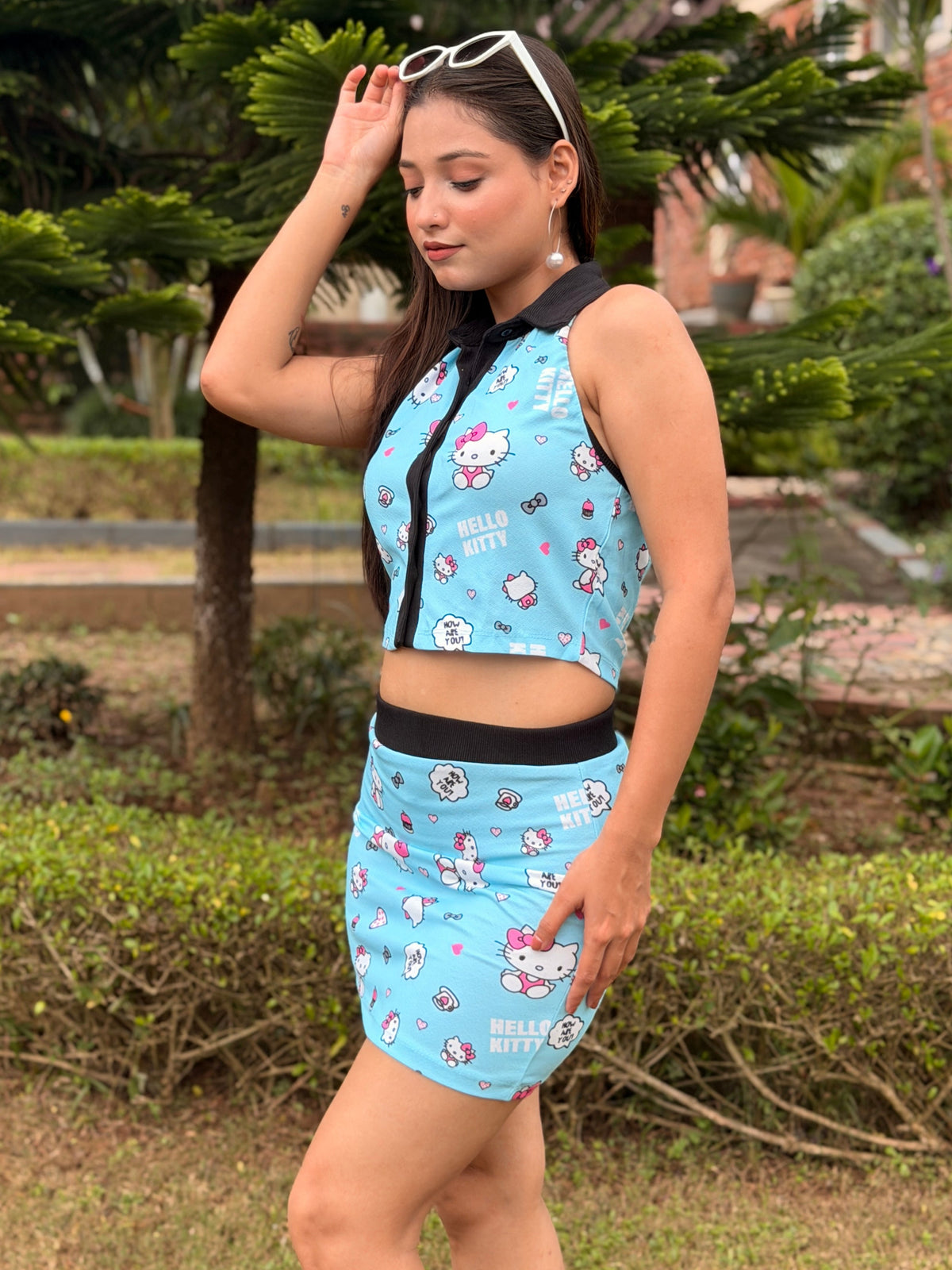 TANDUL Women Hello Kitty Pastel Blue Co-ord Set