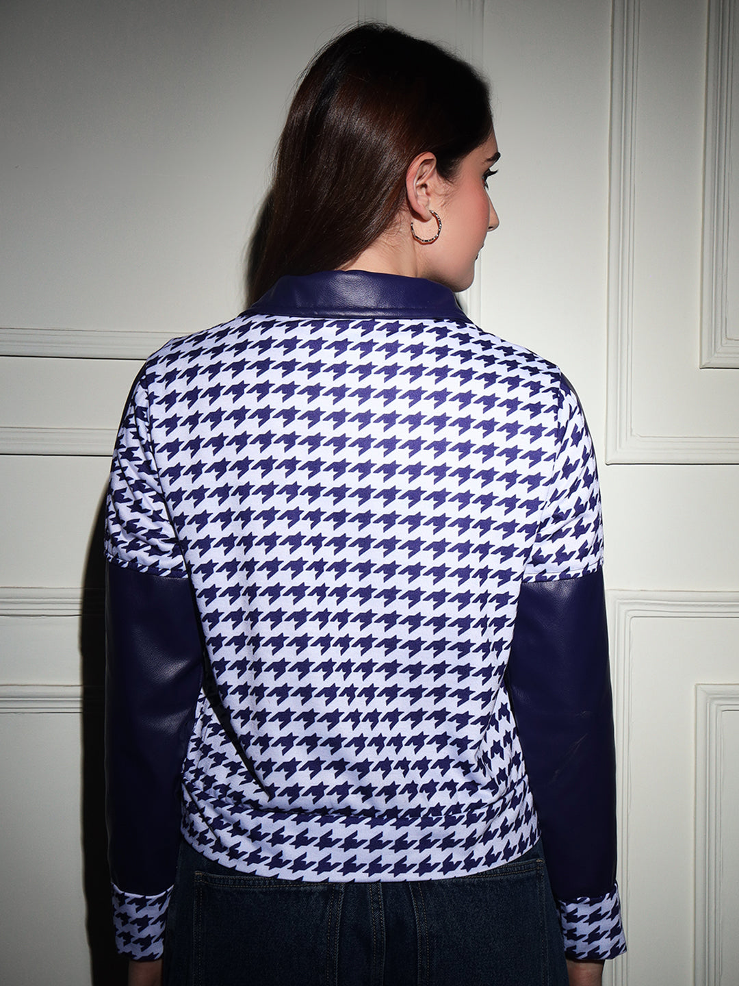 TANDUL  Women Houndstooth Fleece Jacket