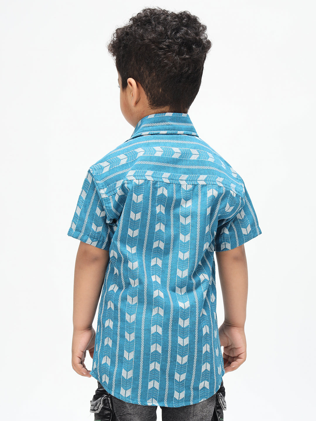 Boys Stylish Skyblue Printed Casual Shirt