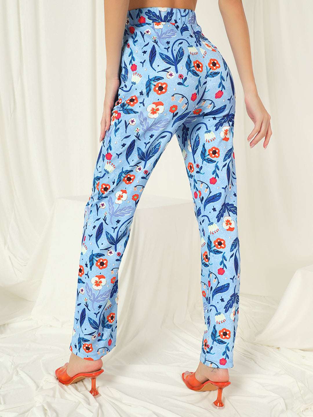 TANDUL  Women Regular Fit Light Blue Lycra Blend Trousers