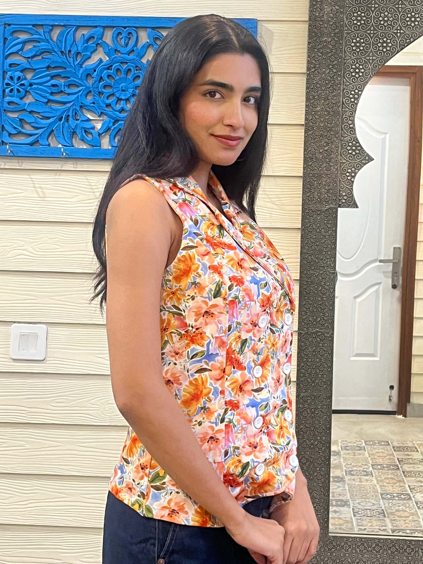 TANDUL Floral Print Women Waistcoat