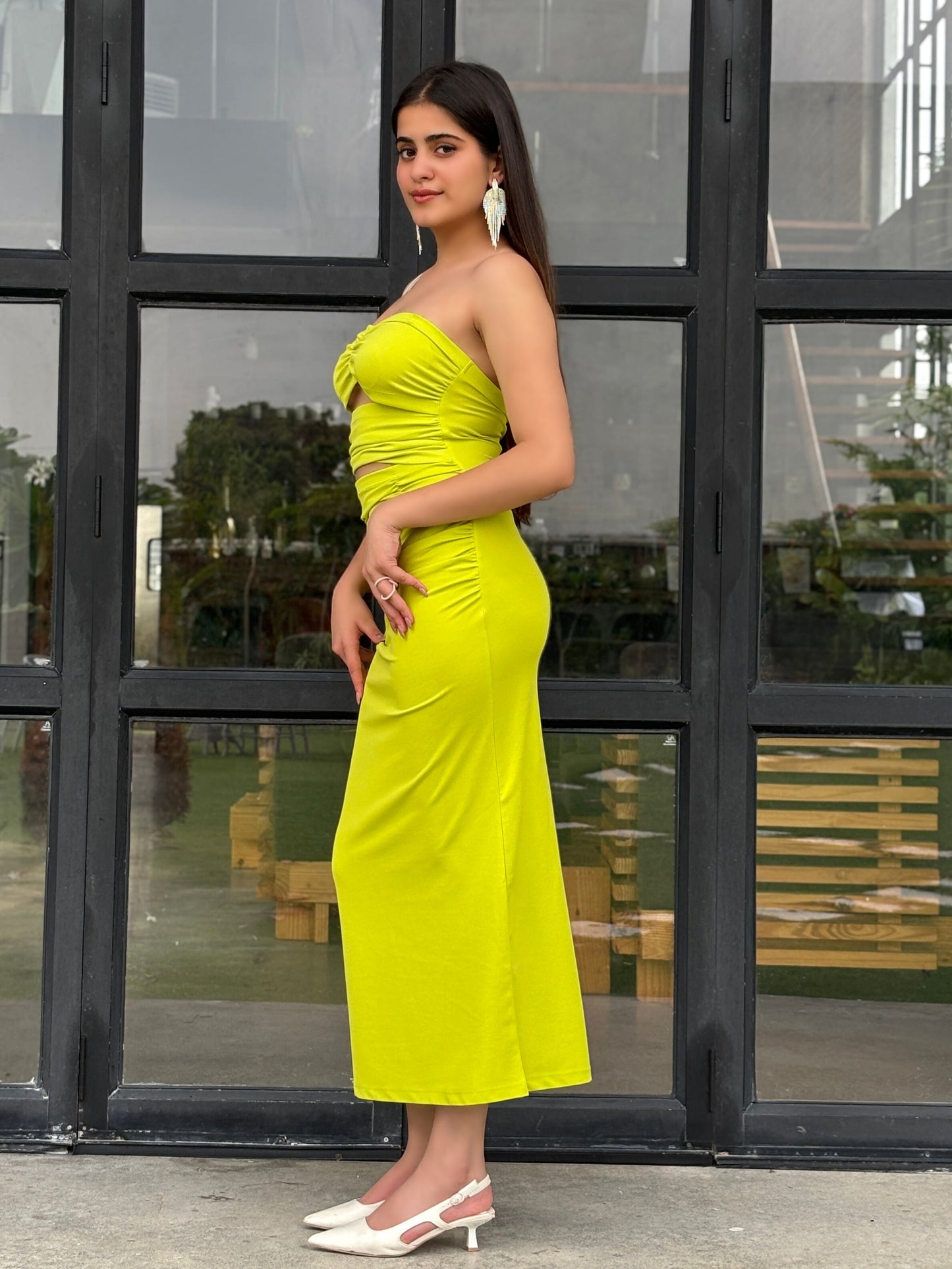TANDUL Women Stunning Neon Green Dress