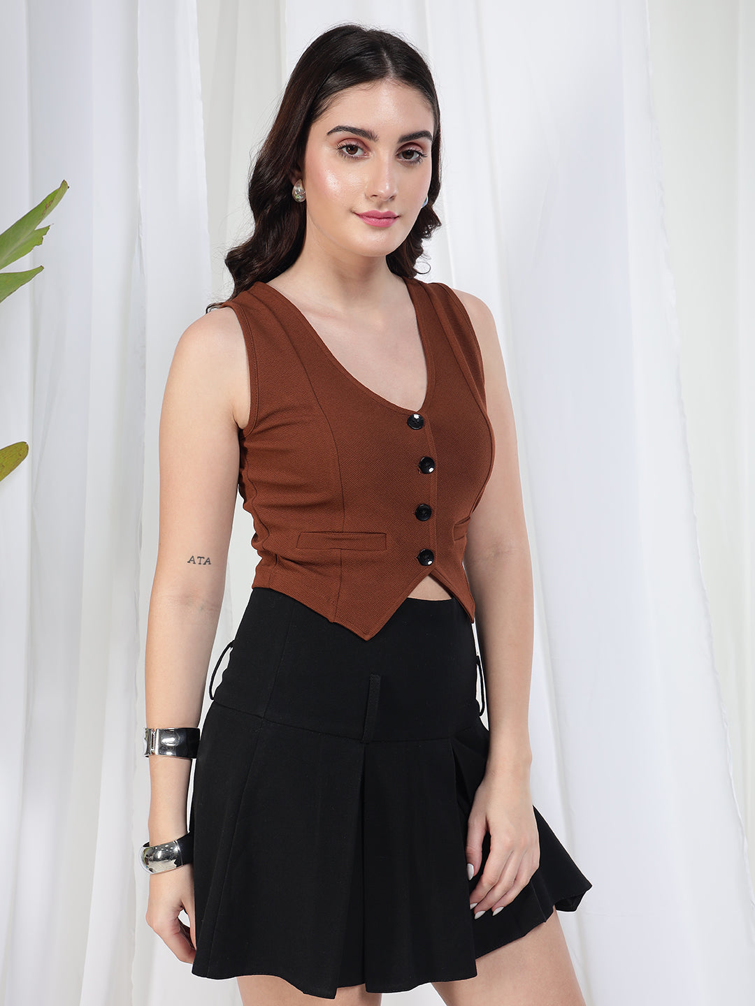 TANDUL Solid Women Waistcoat